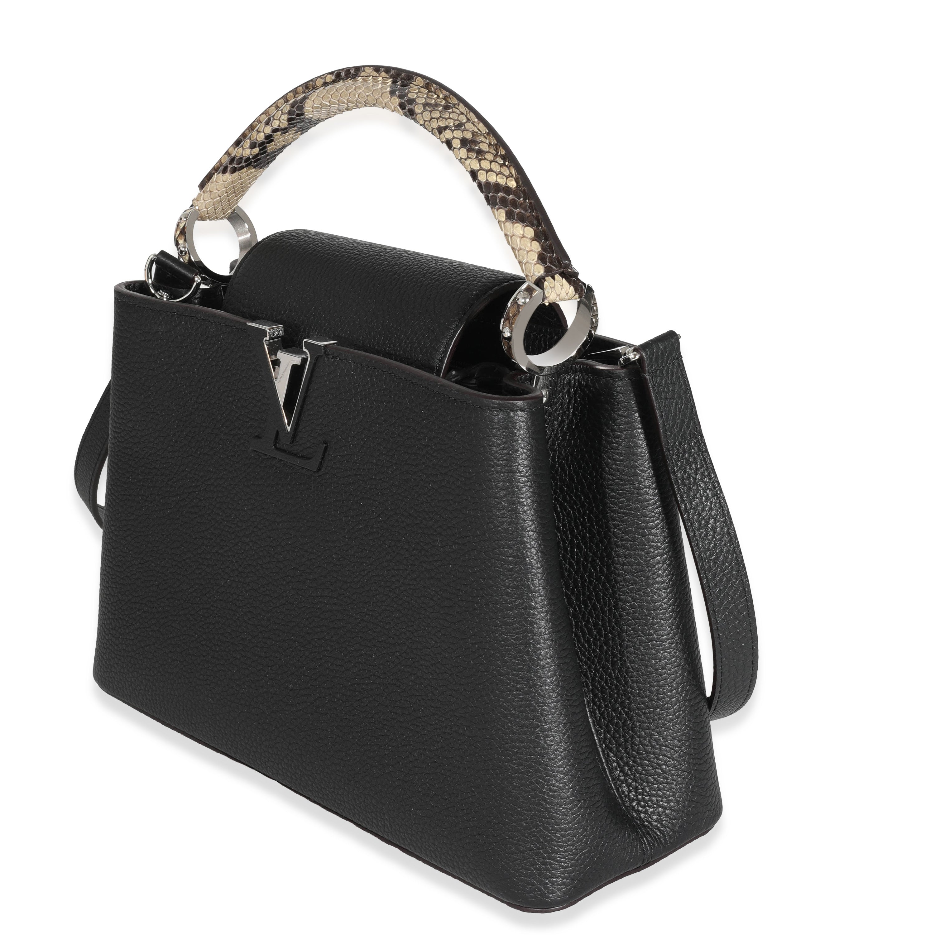 Louis Vuitton Louis Vuitton Black Taurillon Python Capucines PM