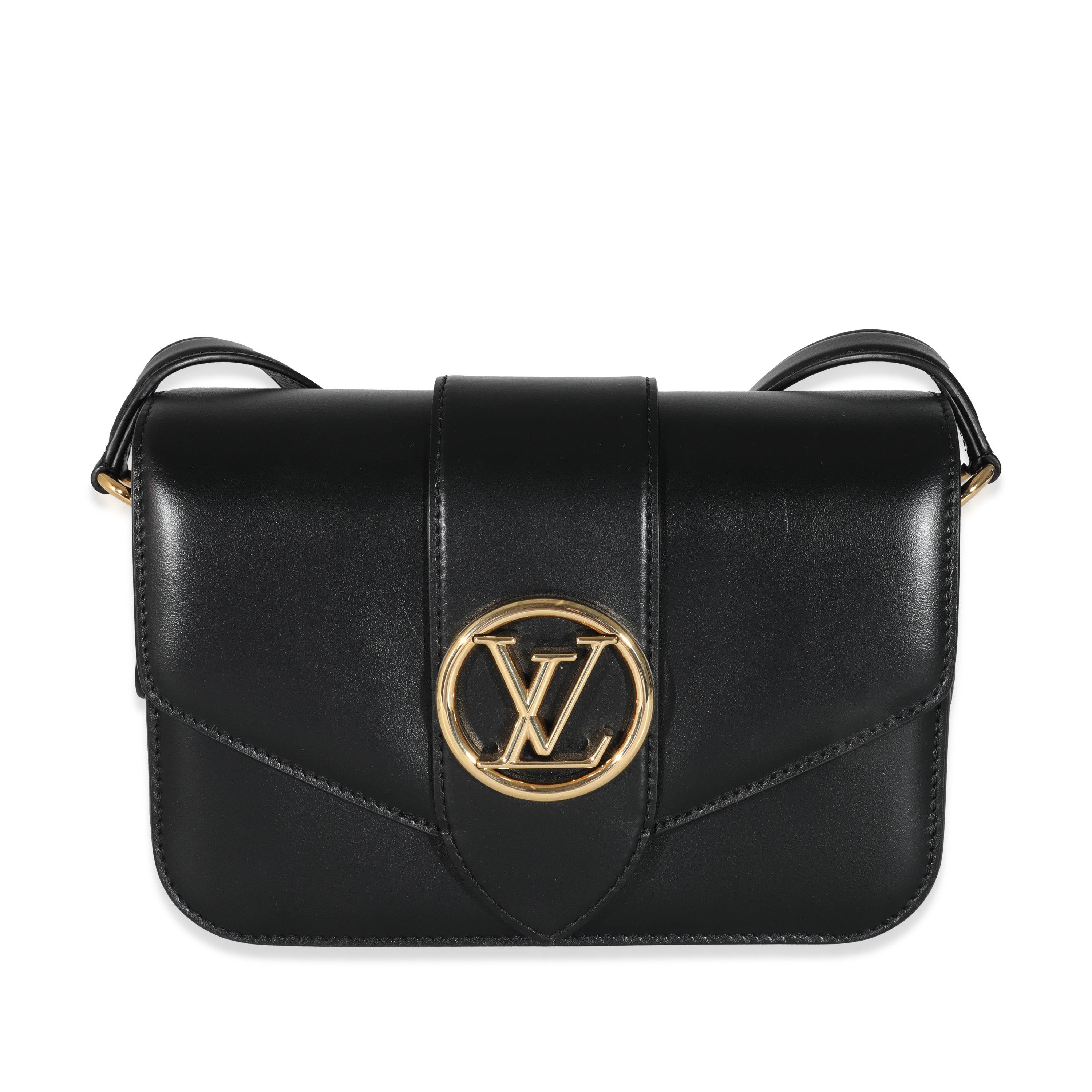 Louis Vuitton Louis Vuitton Black Smooth Calfskin LV Pont 9 MM