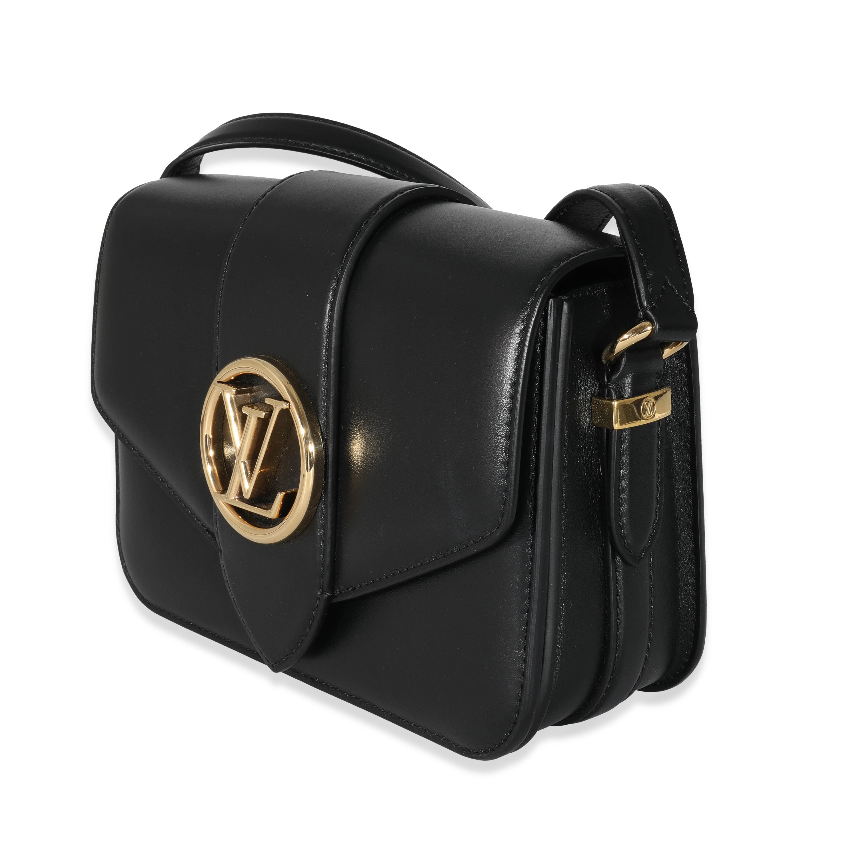 Louis Vuitton Louis Vuitton Black Smooth Calfskin LV Pont 9 MM