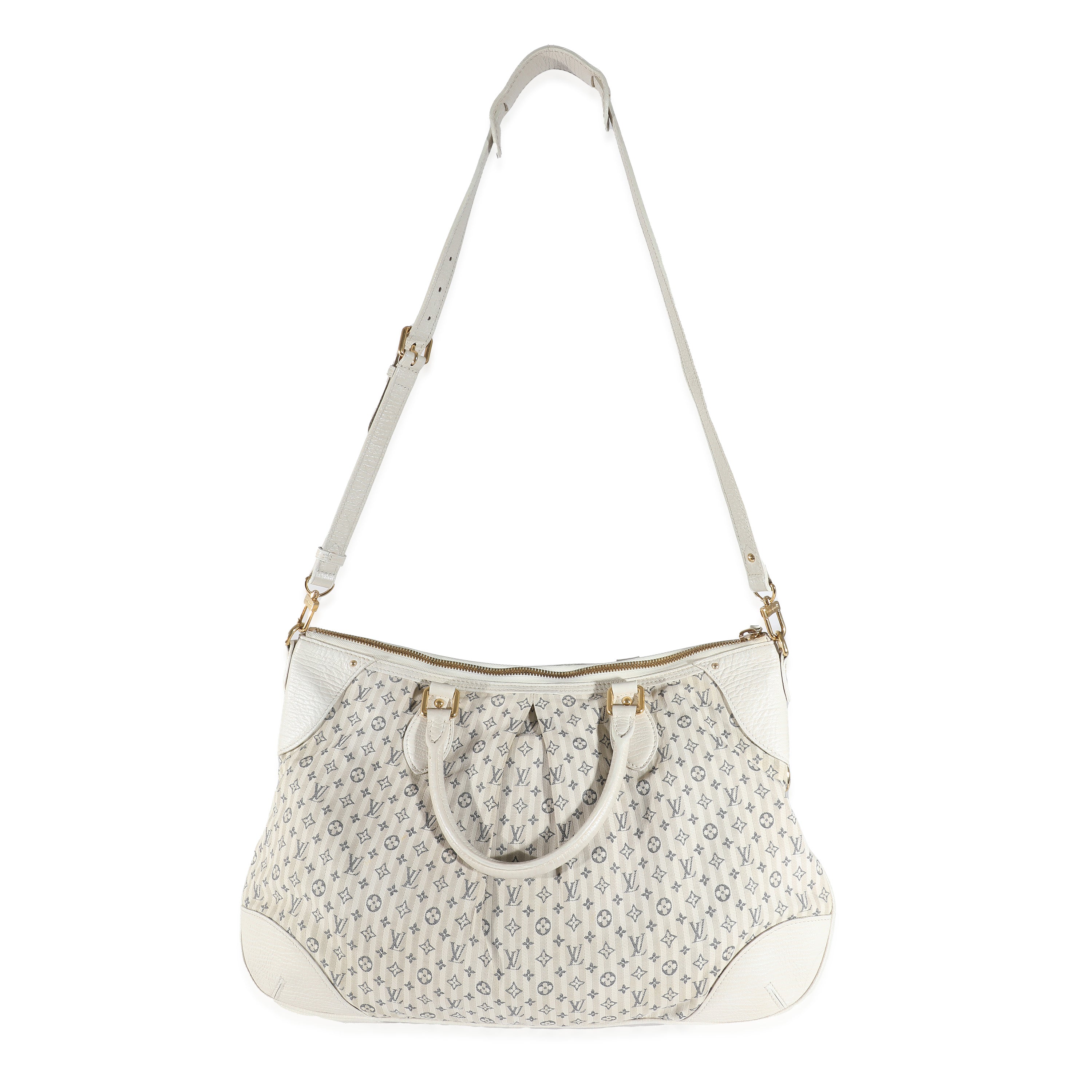 Louis Vuitton Louis Vuitton White Blue Mini Lin Croisette Marina GM