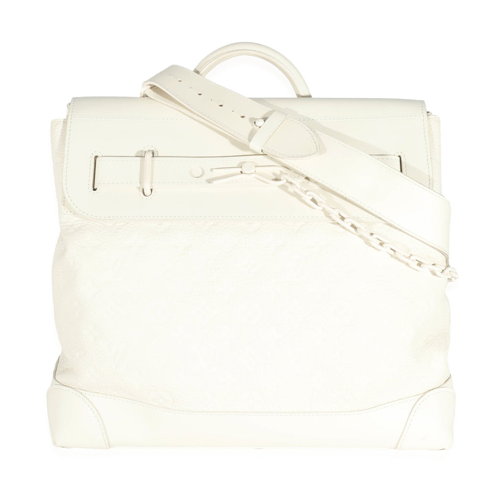 Louis Vuitton Louis Vuitton White Monogram Taurillon Leather Steamer PM