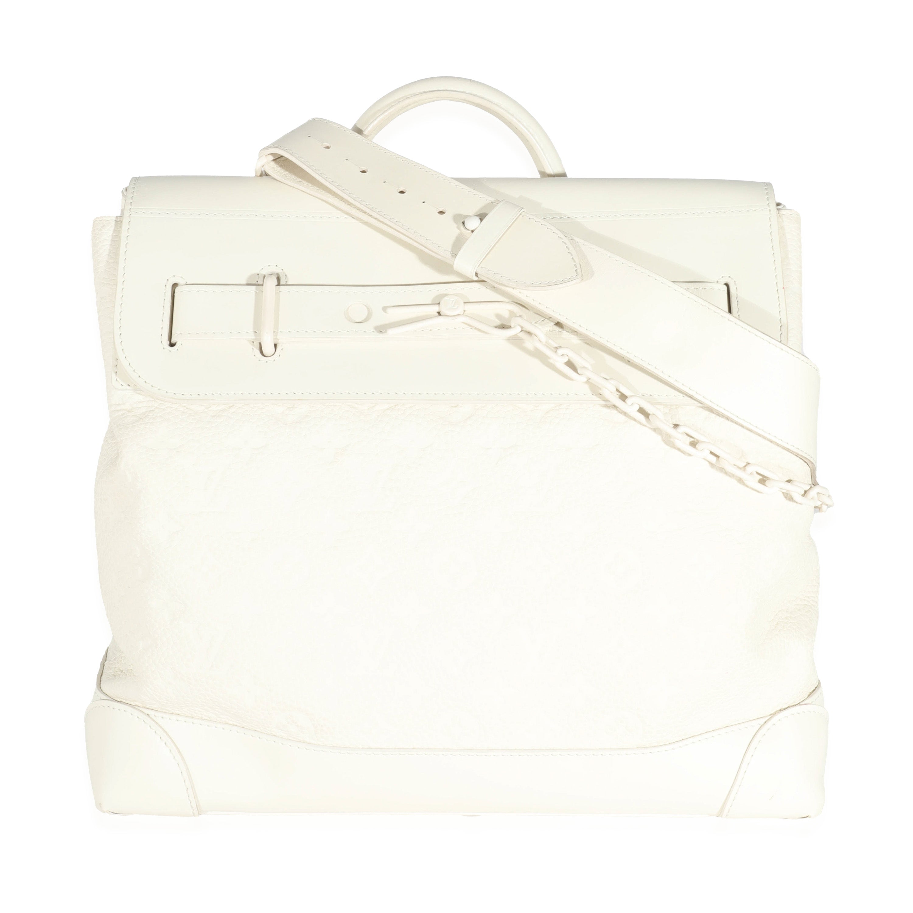 Louis Vuitton Louis Vuitton White Monogram Taurillon Leather Steamer PM