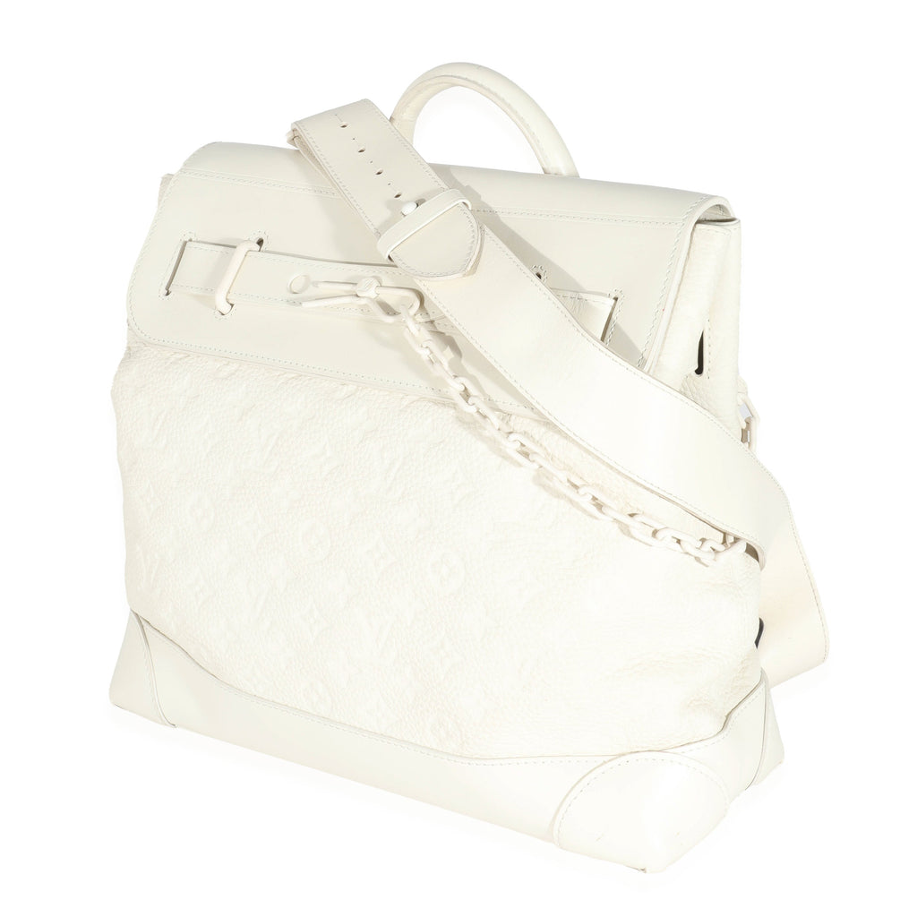 Louis Vuitton Louis Vuitton White Monogram Taurillon Leather Steamer PM