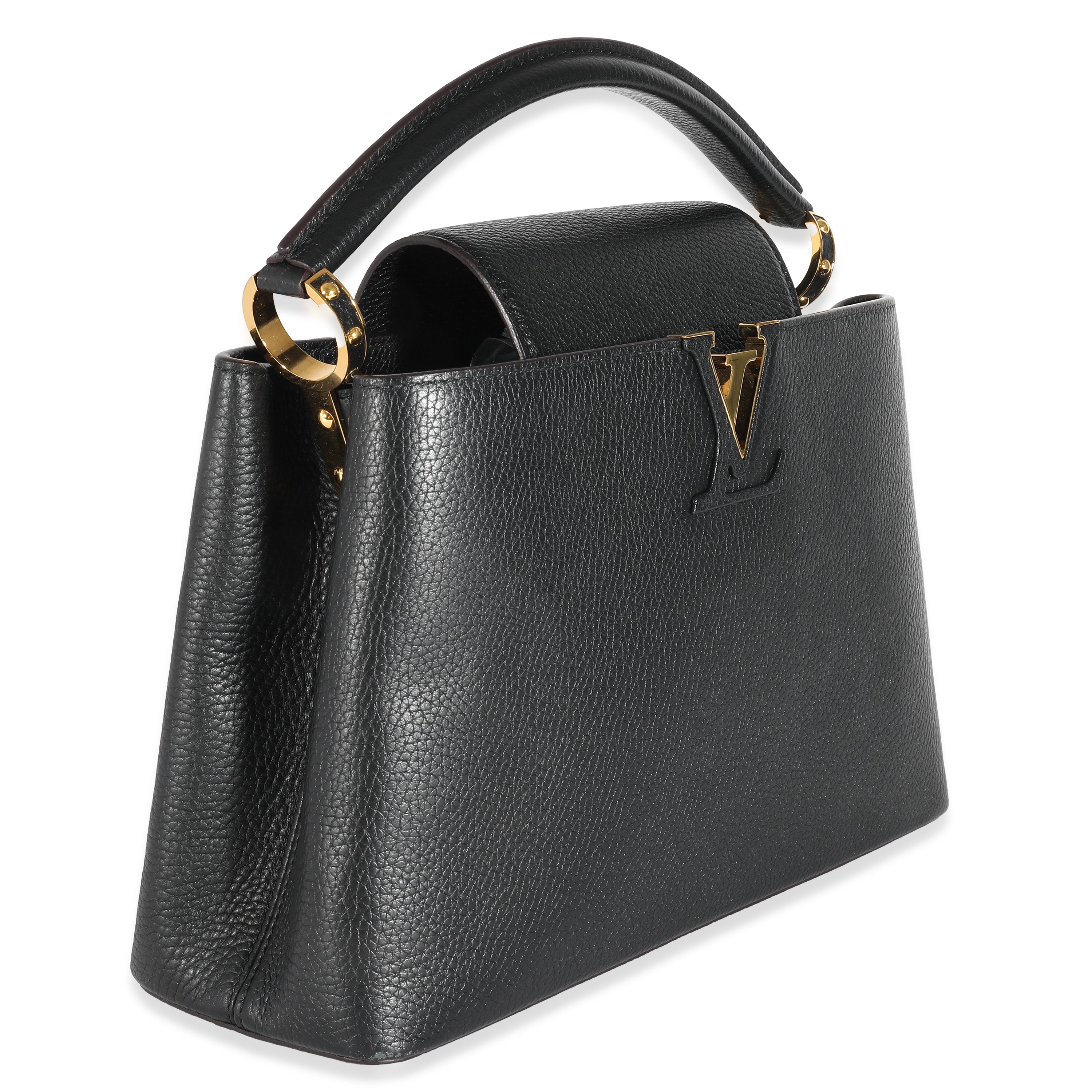 Louis Vuitton Black Taurillon Capucines MM