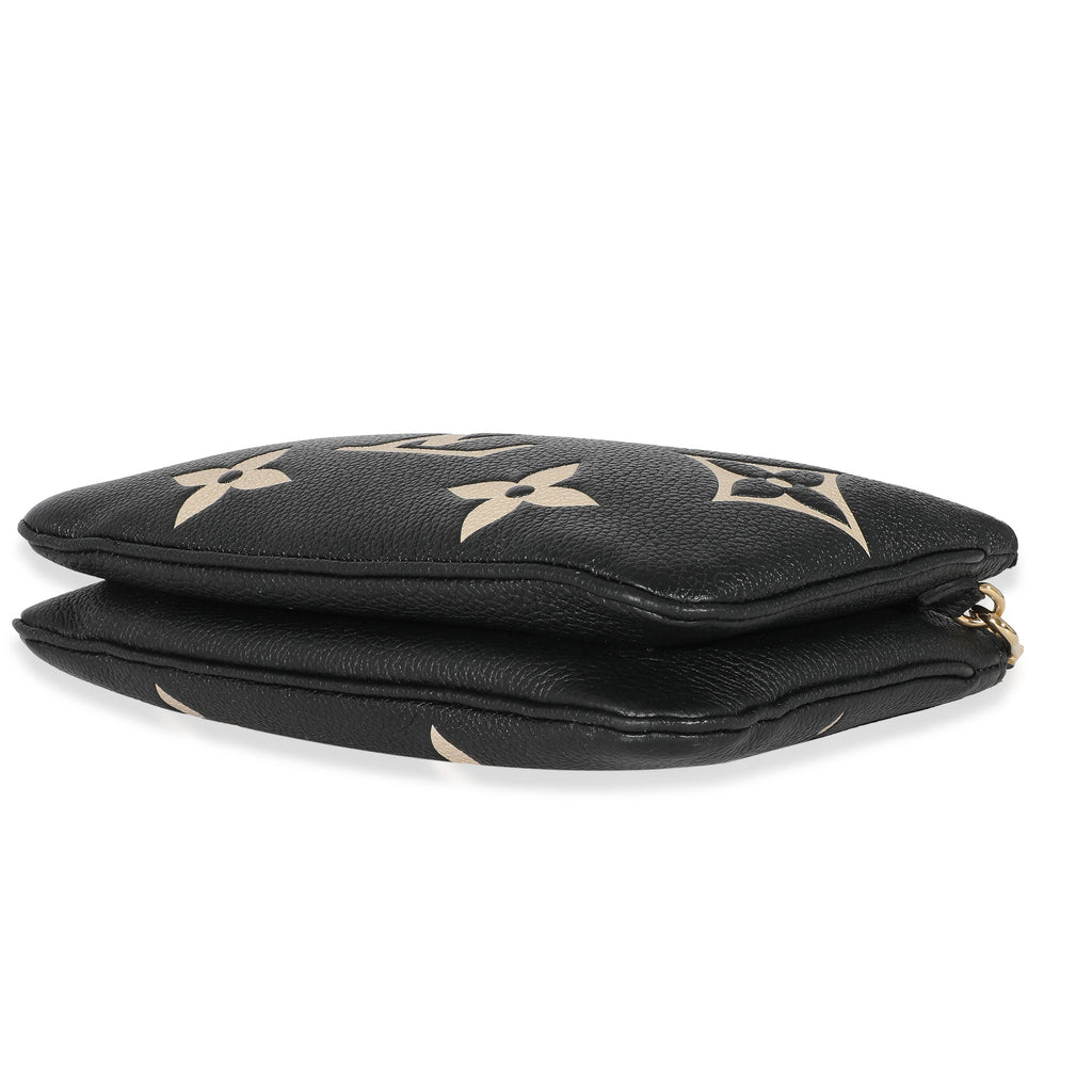 Louis Vuitton Louis Vuitton Black Beige Monogram Empreinte Double Zip Pochette