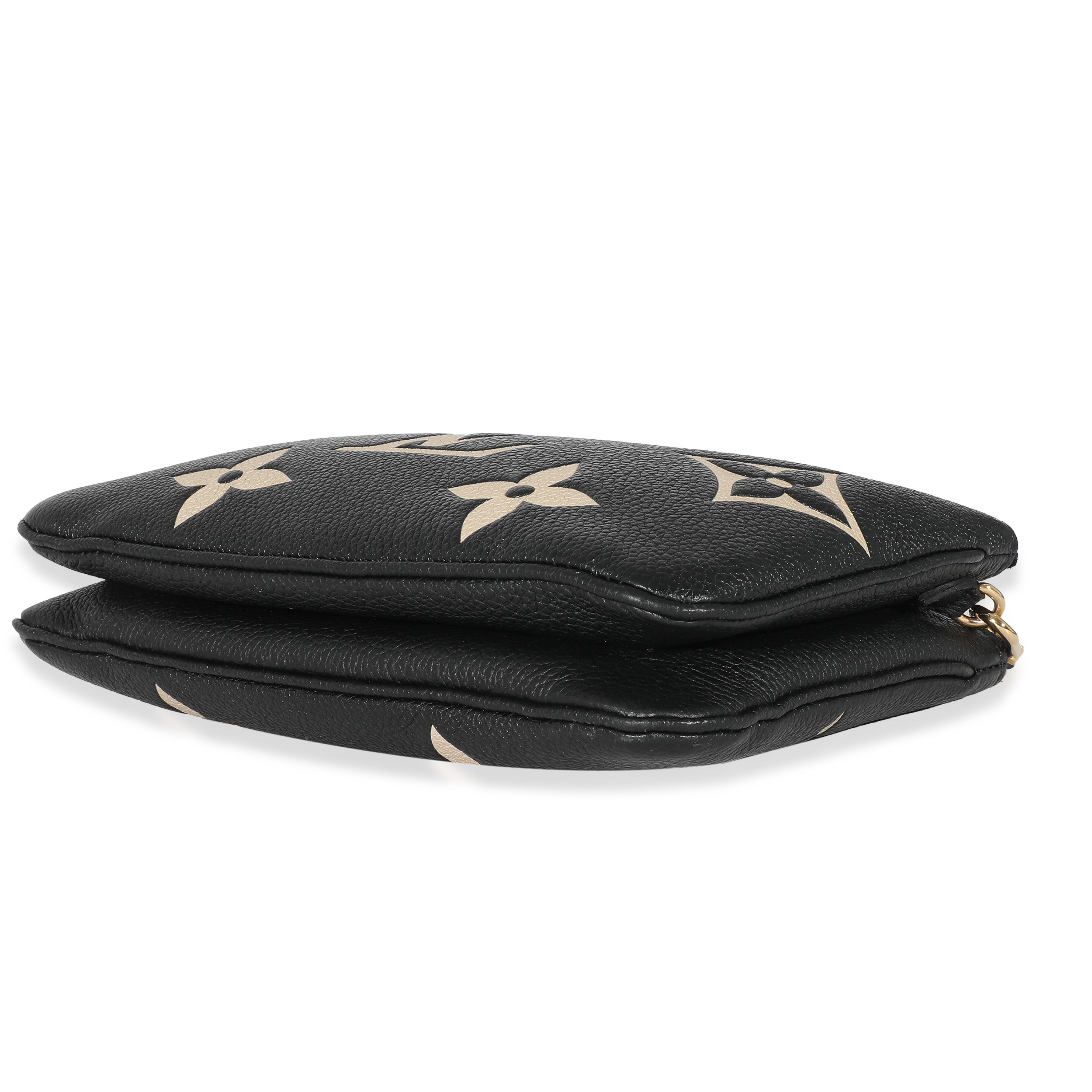 Louis Vuitton Louis Vuitton Black Beige Monogram Empreinte Double Zip Pochette