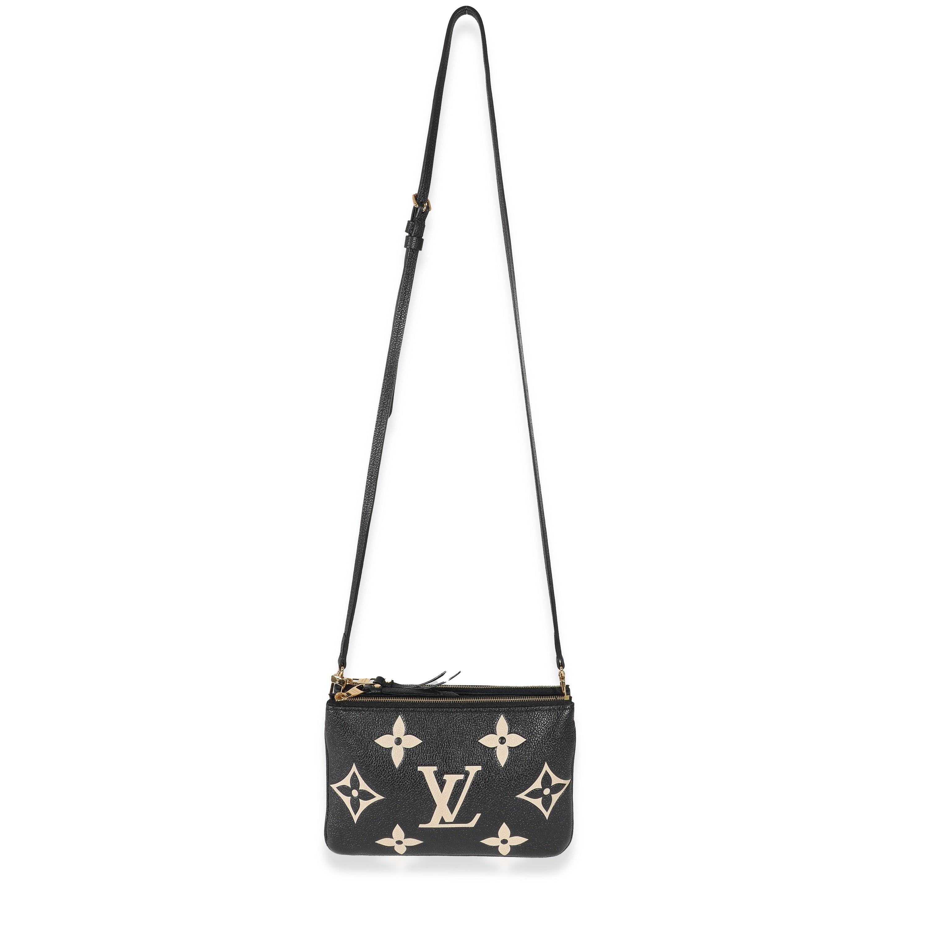 Louis Vuitton Louis Vuitton Black Beige Monogram Empreinte Double Zip Pochette