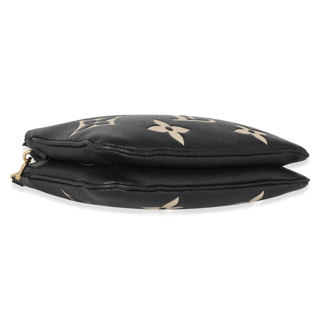 Louis Vuitton Louis Vuitton Black Beige Monogram Empreinte Double Zip Pochette