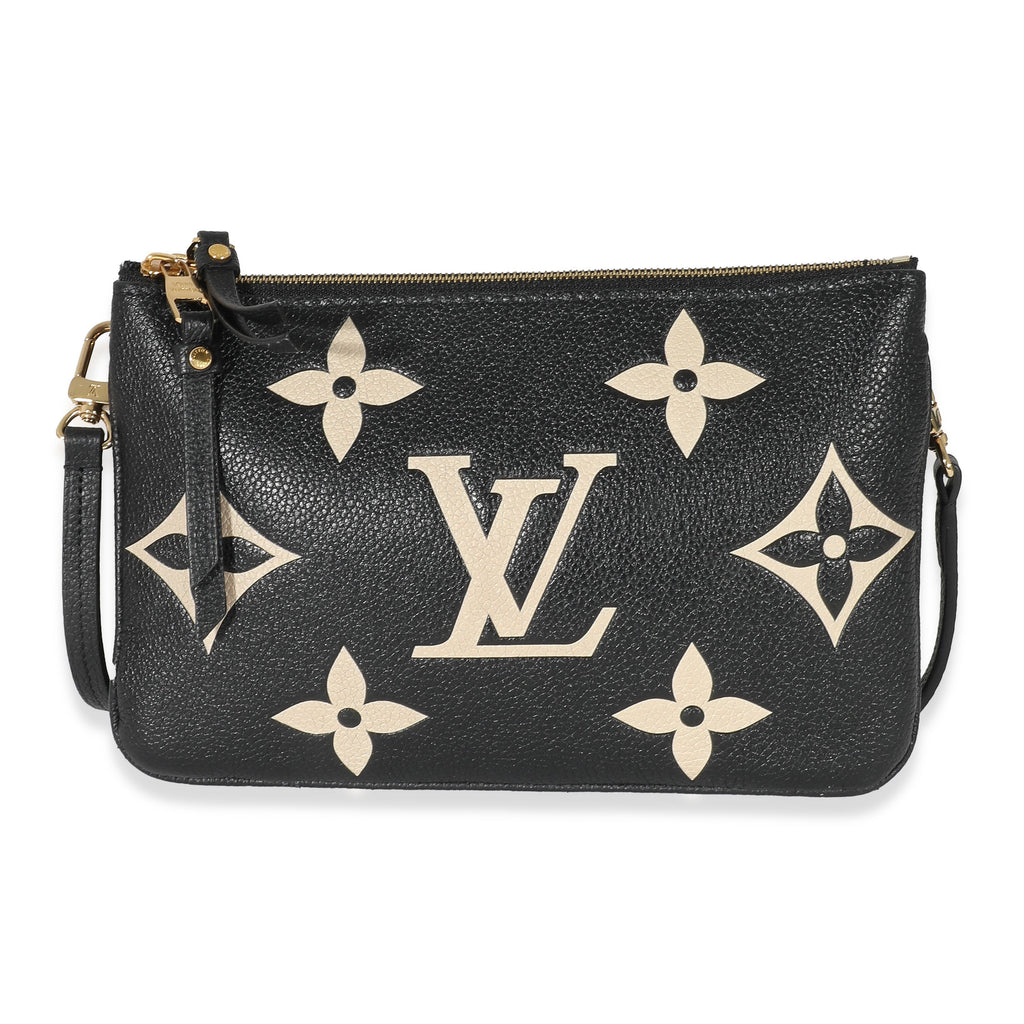 Louis Vuitton Louis Vuitton Black Beige Monogram Empreinte Double Zip Pochette