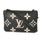 Louis Vuitton Louis Vuitton Black Beige Monogram Empreinte Double Zip Pochette
