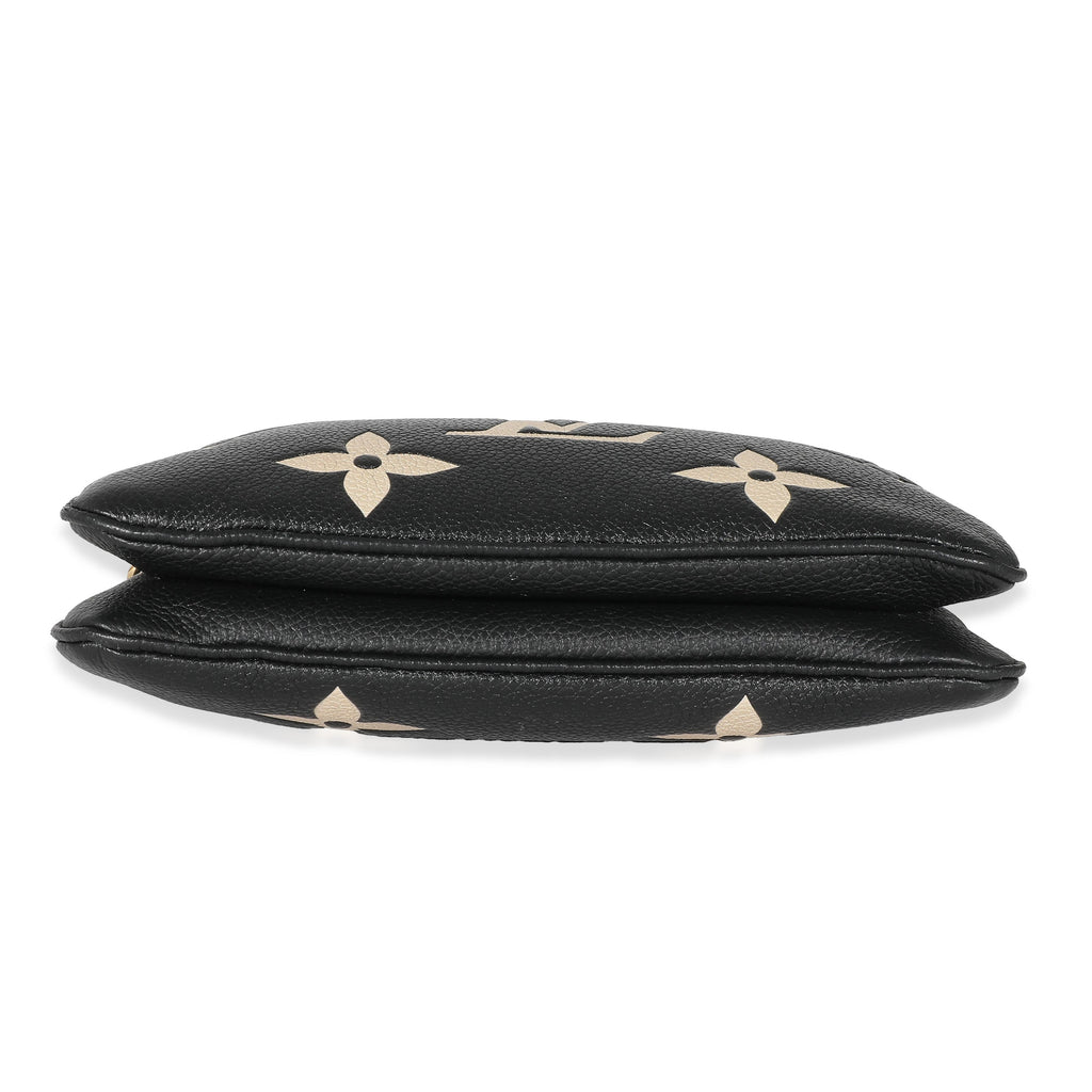 Louis Vuitton Louis Vuitton Black Beige Monogram Empreinte Double Zip Pochette