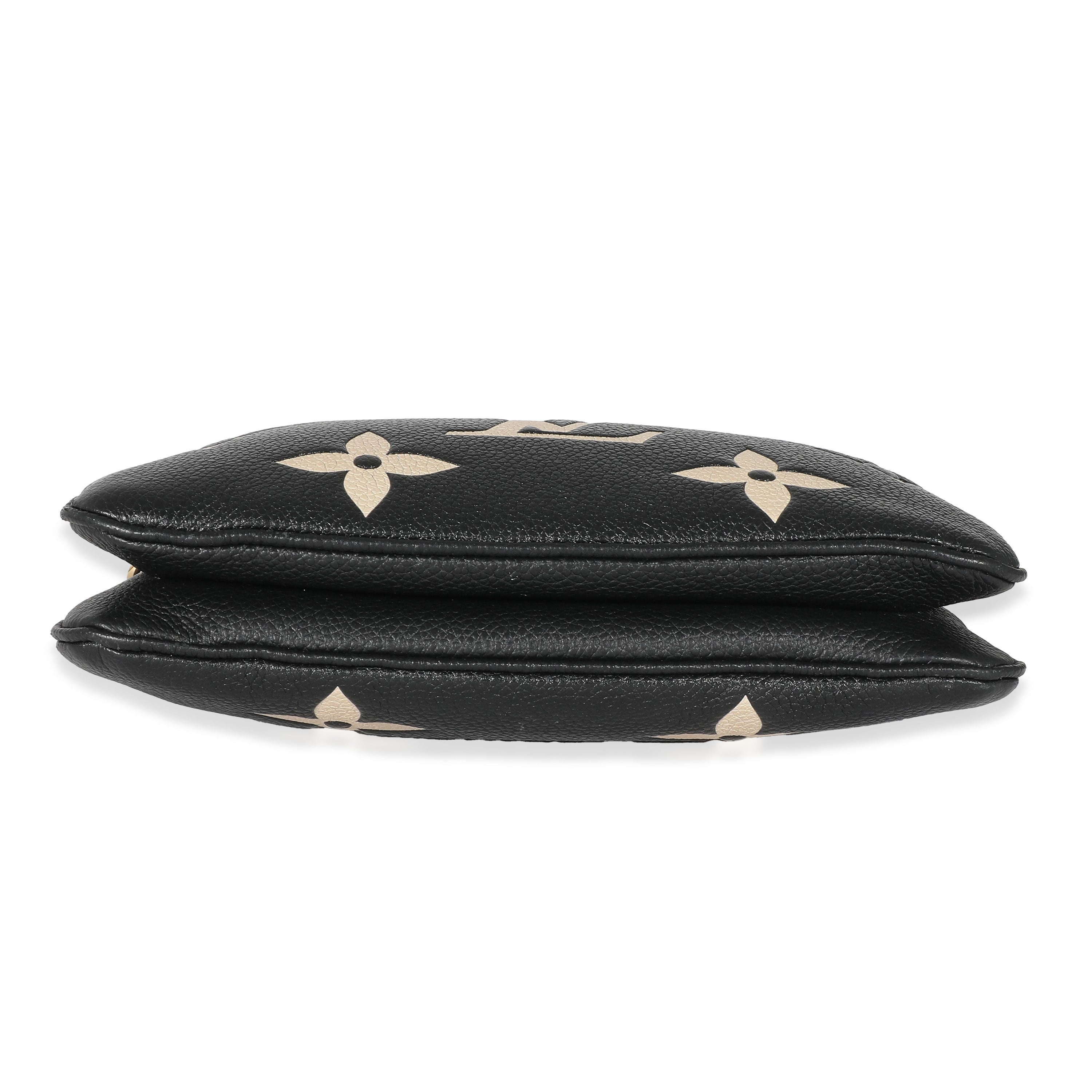 Louis Vuitton Louis Vuitton Black Beige Monogram Empreinte Double Zip Pochette