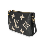 Louis Vuitton Louis Vuitton Black Beige Monogram Empreinte Double Zip Pochette