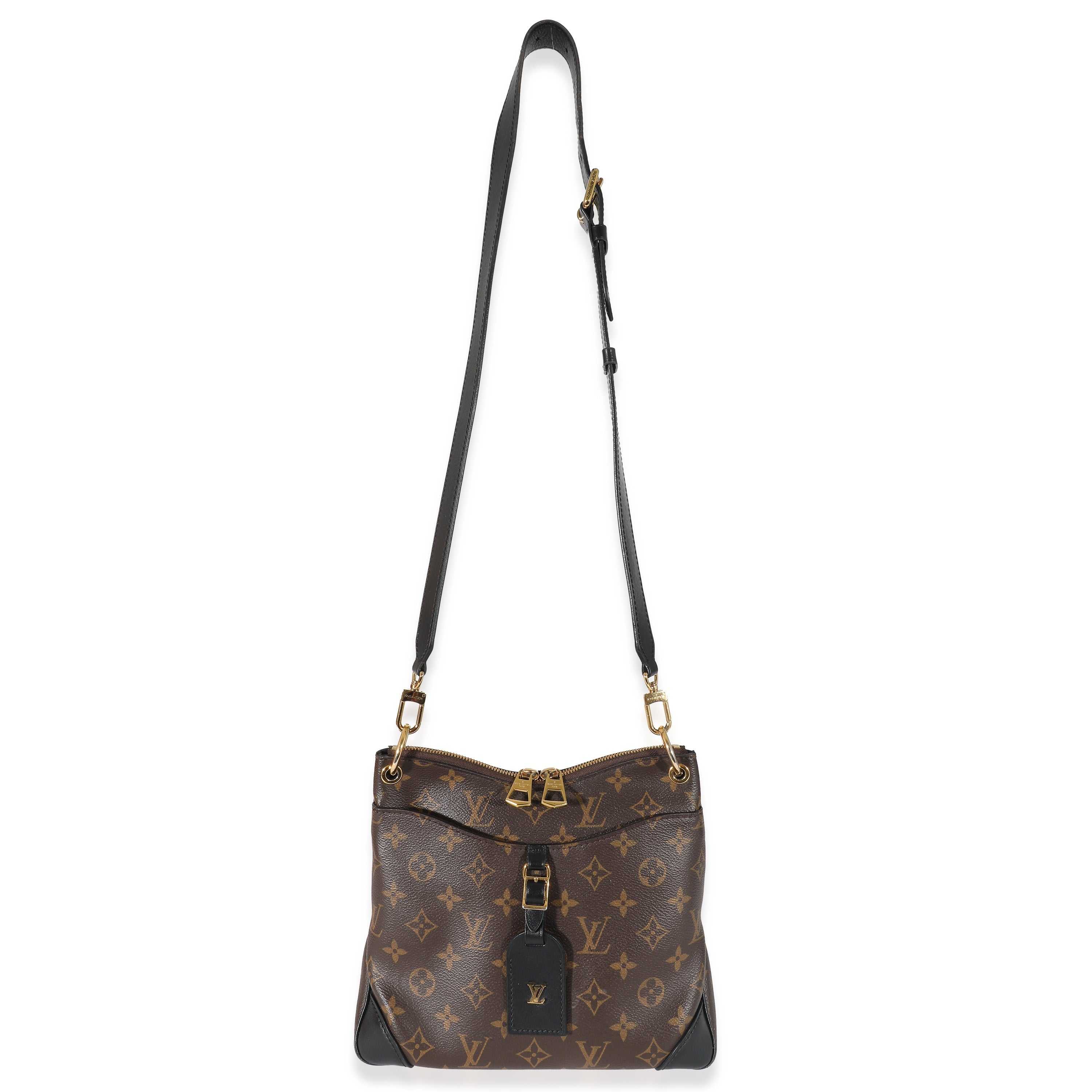 Louis Vuitton Louis Vuitton Black Leather Monogram Canvas Odeon PM