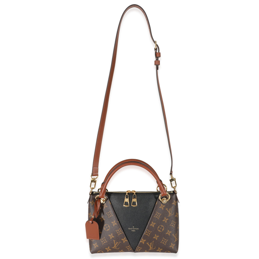 Louis Vuitton Louis Vuitton Black Leather Monogram Canvas V Tote BB
