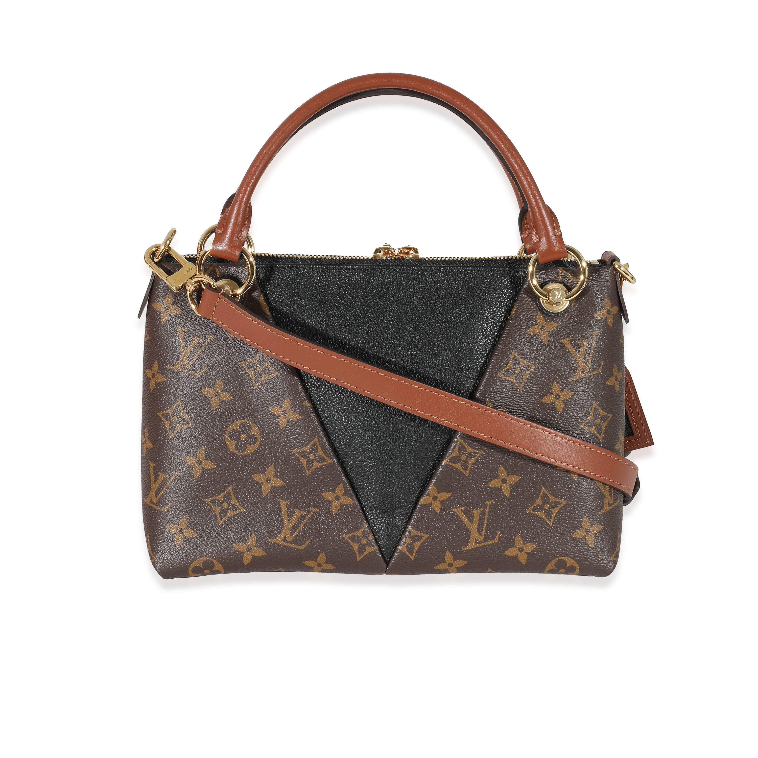 Louis Vuitton Louis Vuitton Black Leather Monogram Canvas V Tote BB