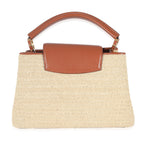 Louis Vuitton Caramel Leather & Beige Raffia Capucines MM