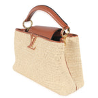 Louis Vuitton Caramel Leather & Beige Raffia Capucines MM