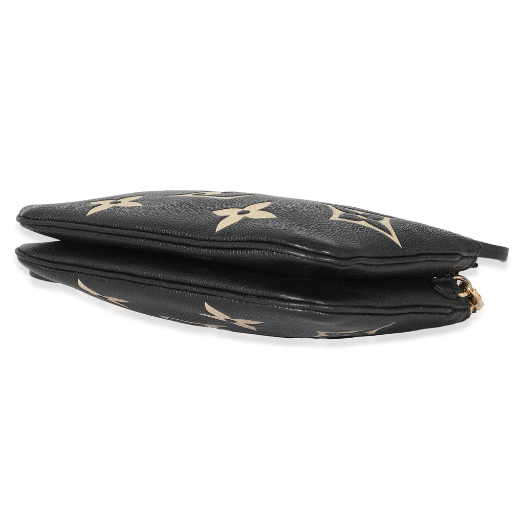 Louis Vuitton Louis Vuitton Black & Beige Monogram Empreinte Double Zip Pochette