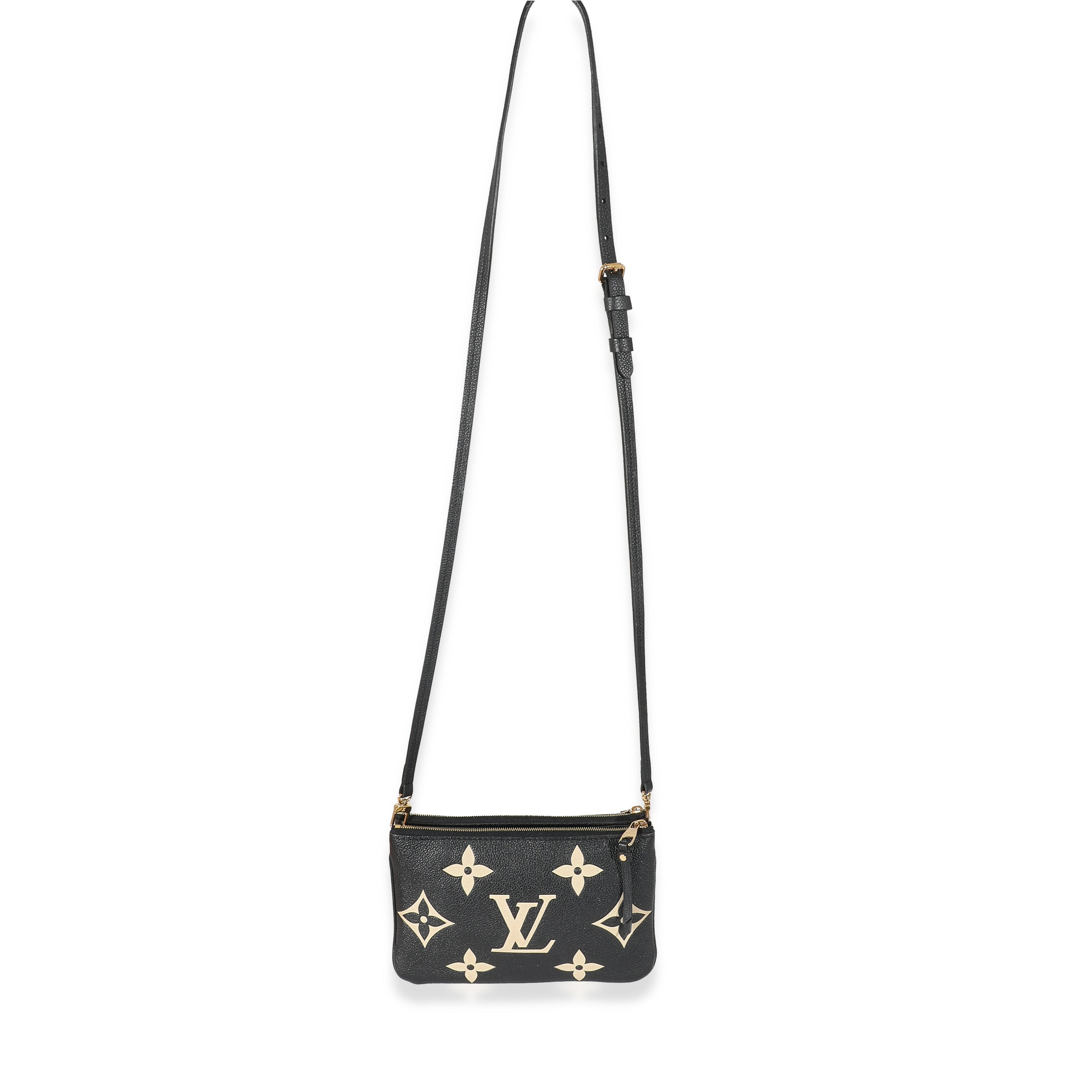 Louis Vuitton Louis Vuitton Black & Beige Monogram Empreinte Double Zip Pochette