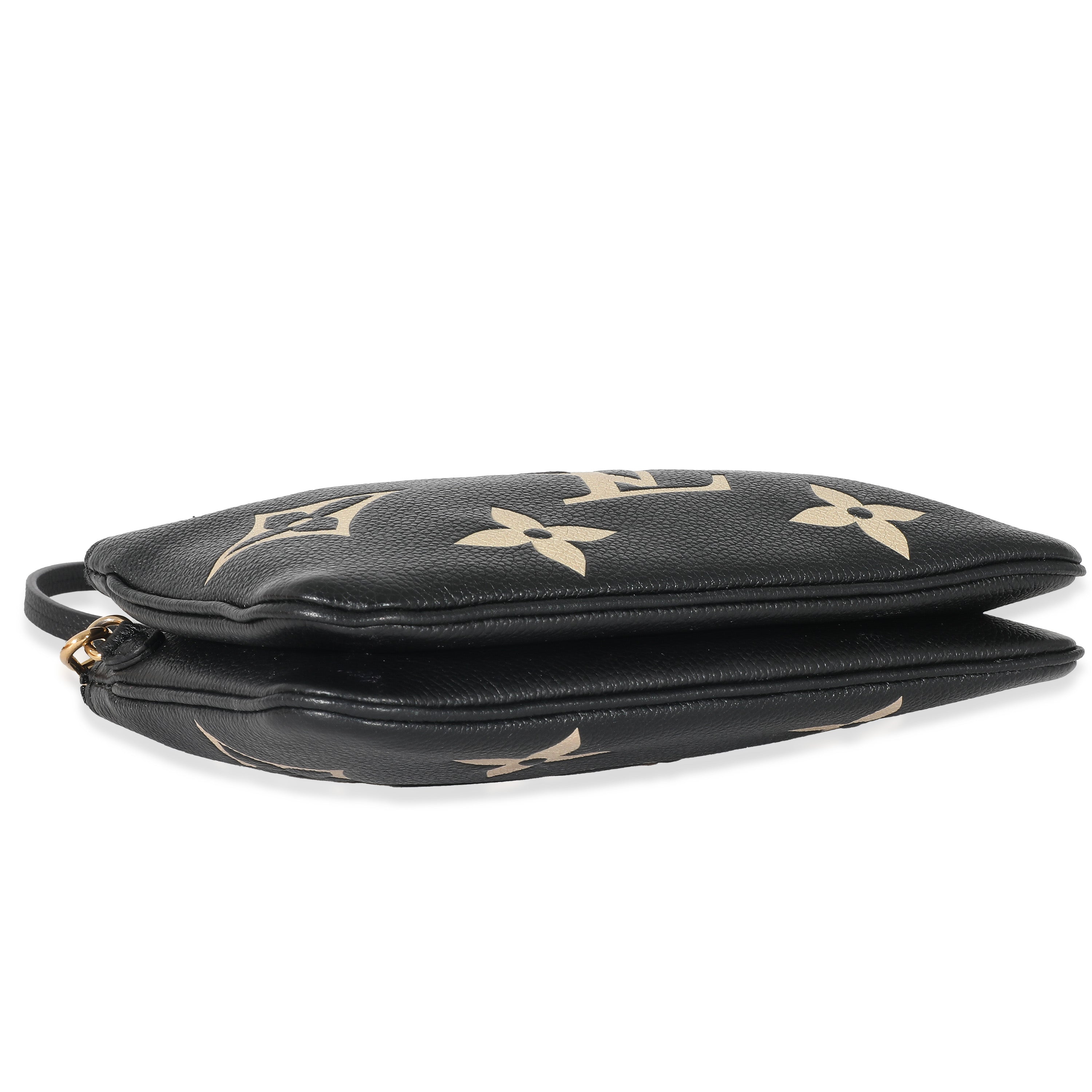 Louis Vuitton Louis Vuitton Black & Beige Monogram Empreinte Double Zip Pochette