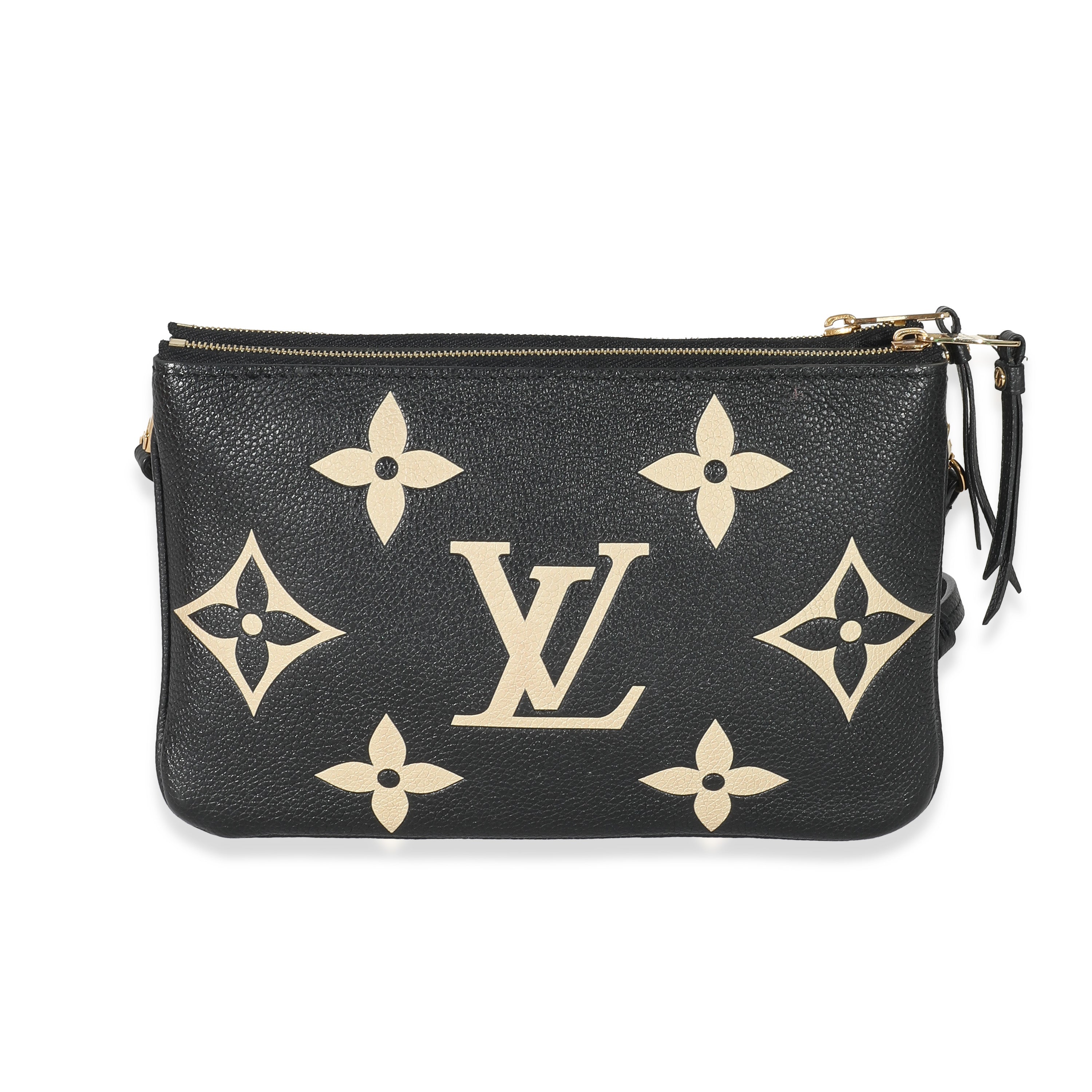 Louis Vuitton Louis Vuitton Black & Beige Monogram Empreinte Double Zip Pochette