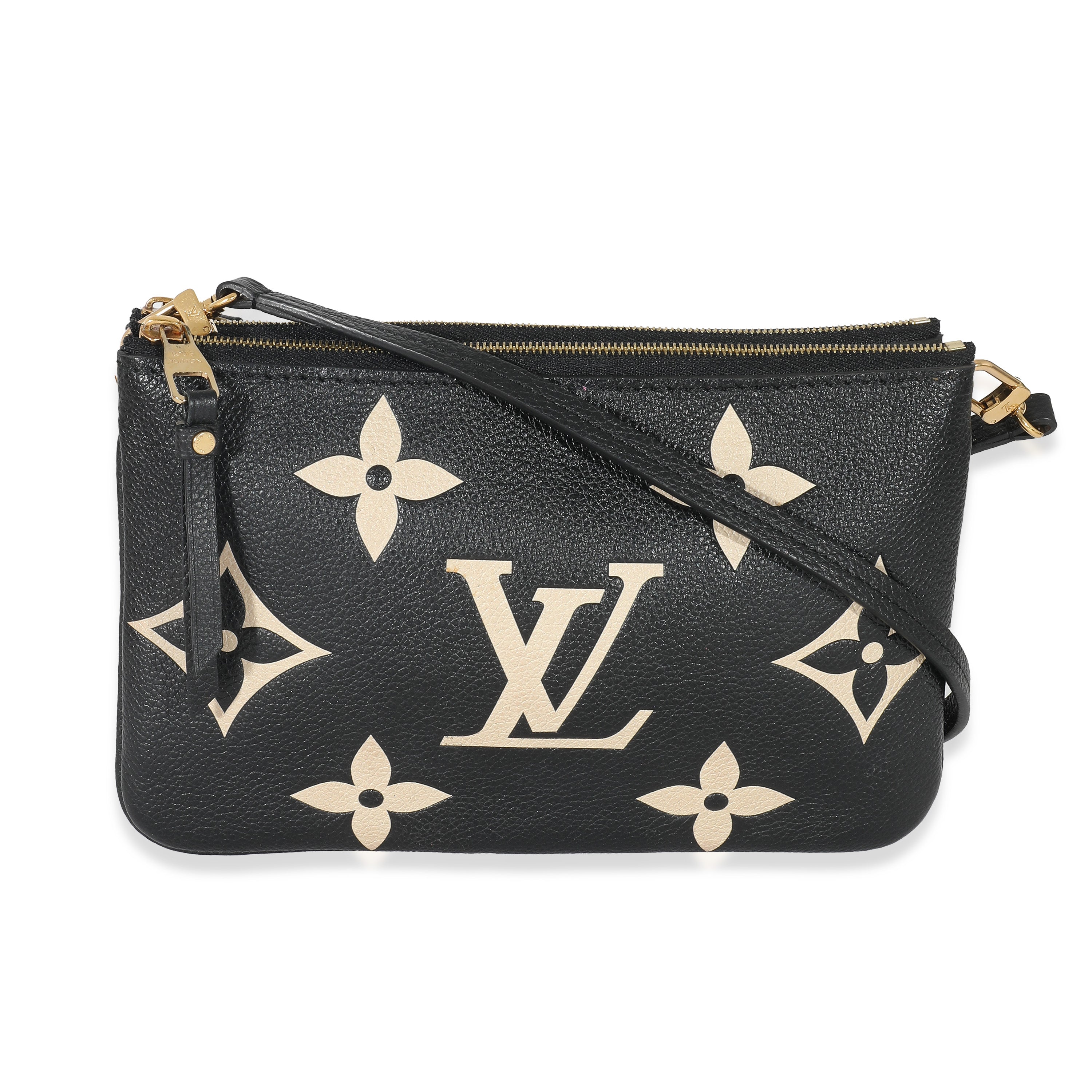 Louis Vuitton Louis Vuitton Black & Beige Monogram Empreinte Double Zip Pochette