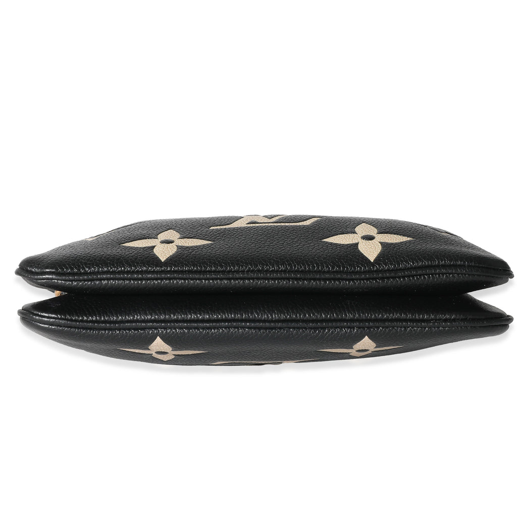 Louis Vuitton Louis Vuitton Black & Beige Monogram Empreinte Double Zip Pochette