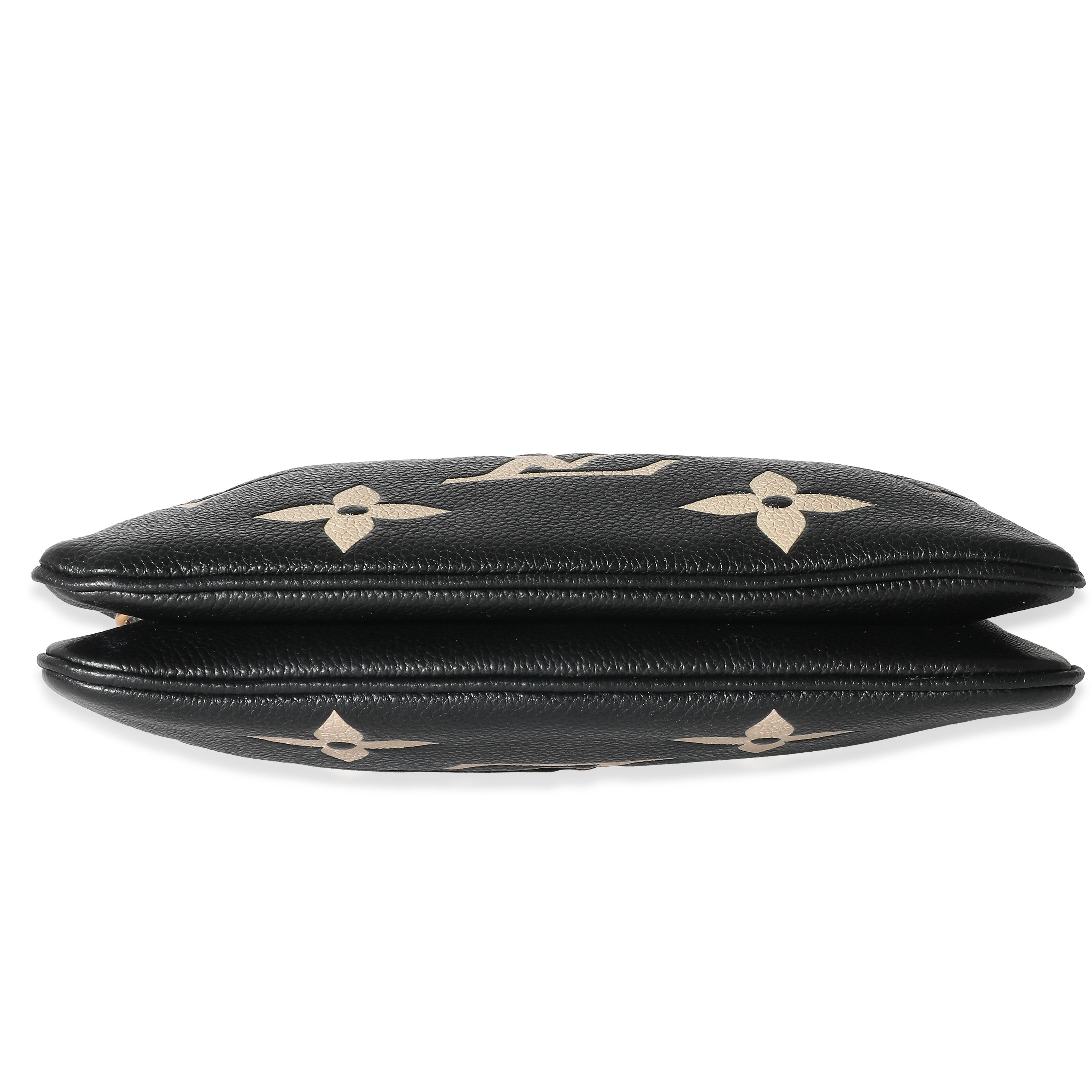 Louis Vuitton Louis Vuitton Black & Beige Monogram Empreinte Double Zip Pochette