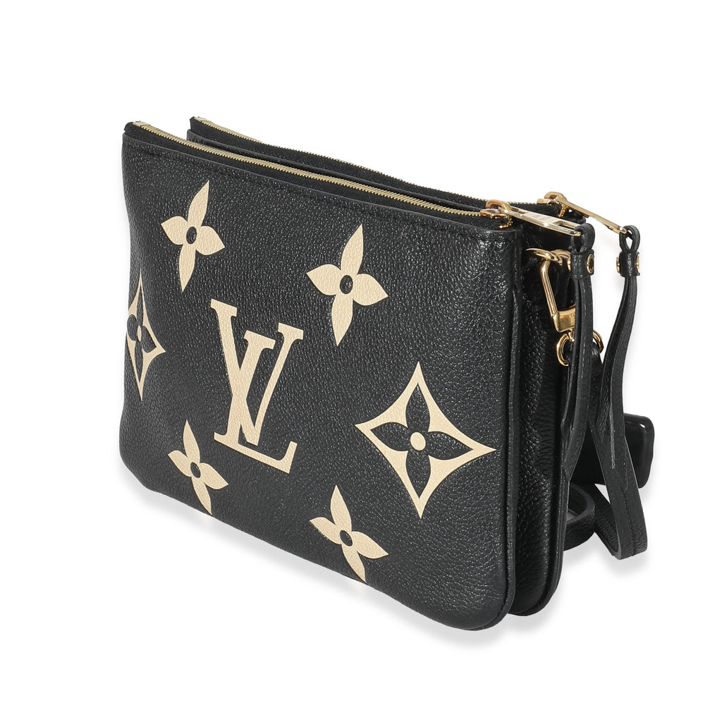Louis Vuitton Louis Vuitton Black & Beige Monogram Empreinte Double Zip Pochette