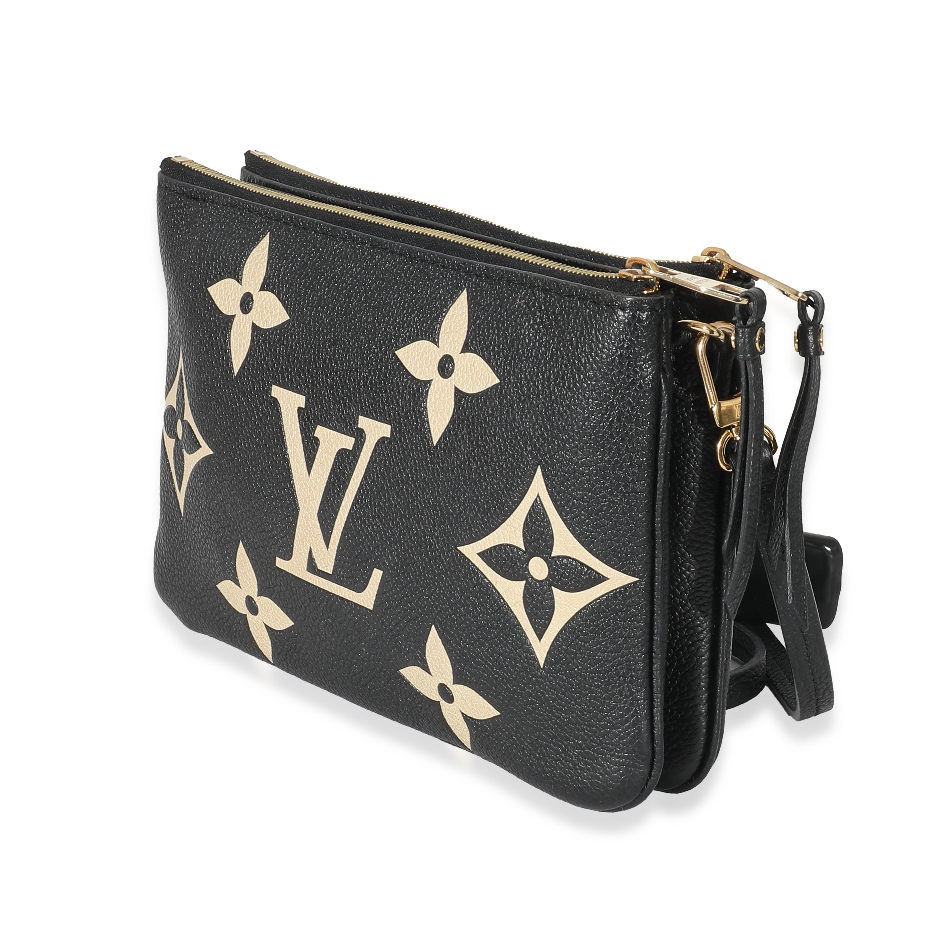Louis Vuitton Louis Vuitton Black & Beige Monogram Empreinte Double Zip Pochette