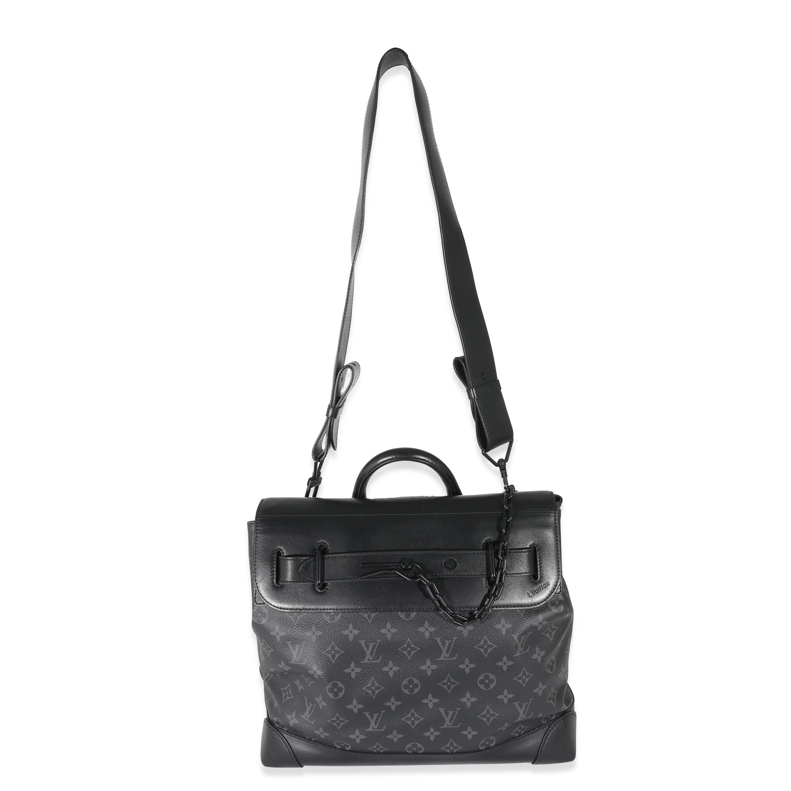 Louis Vuitton Louis Vuitton Black Taurillon Monogram Eclipse Steamer PM