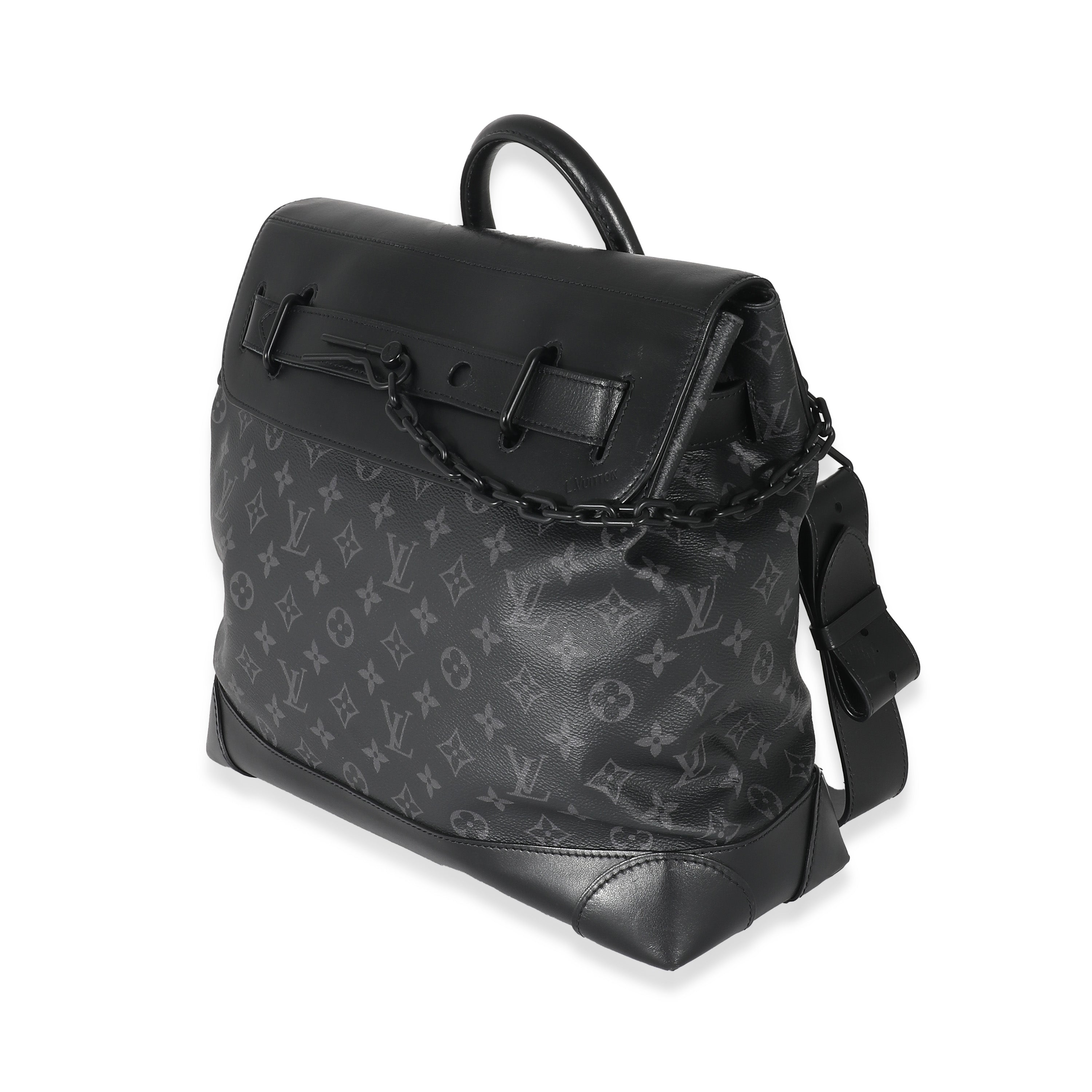 Louis Vuitton Louis Vuitton Black Taurillon Monogram Eclipse Steamer PM