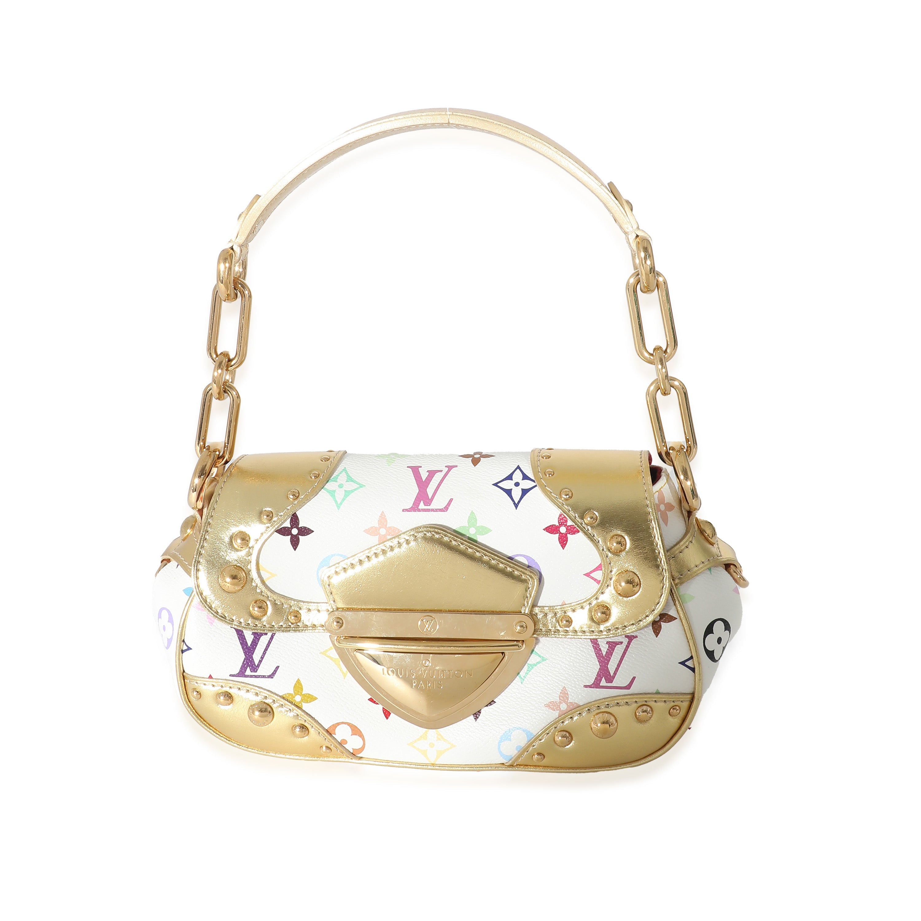 Louis Vuitton Louis Vuitton White Multicolor Monogram Canvas Gold Marilyn