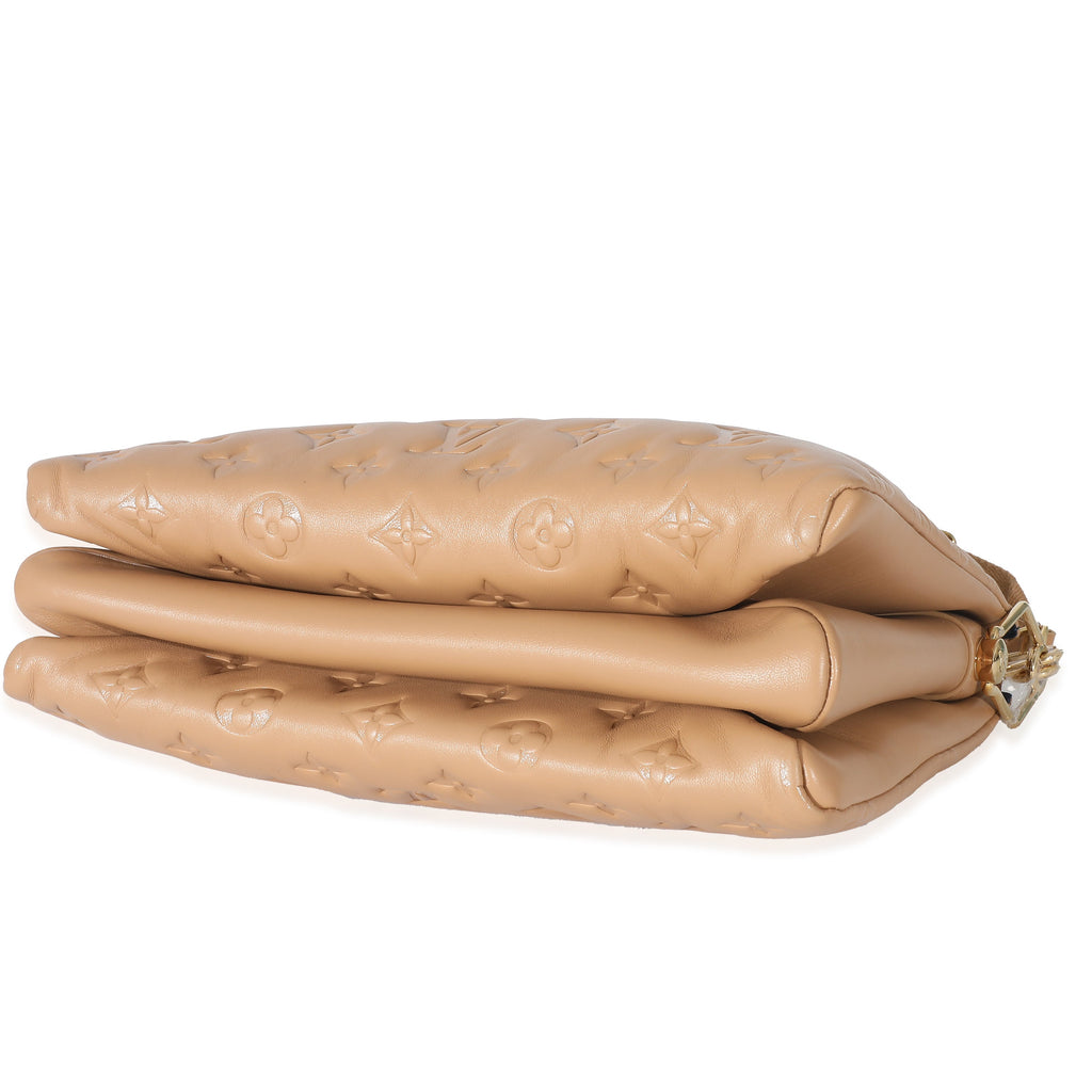 Louis Vuitton Louis Vuitton Camel Monogram Embossed Puffy Lambskin Coussin PM