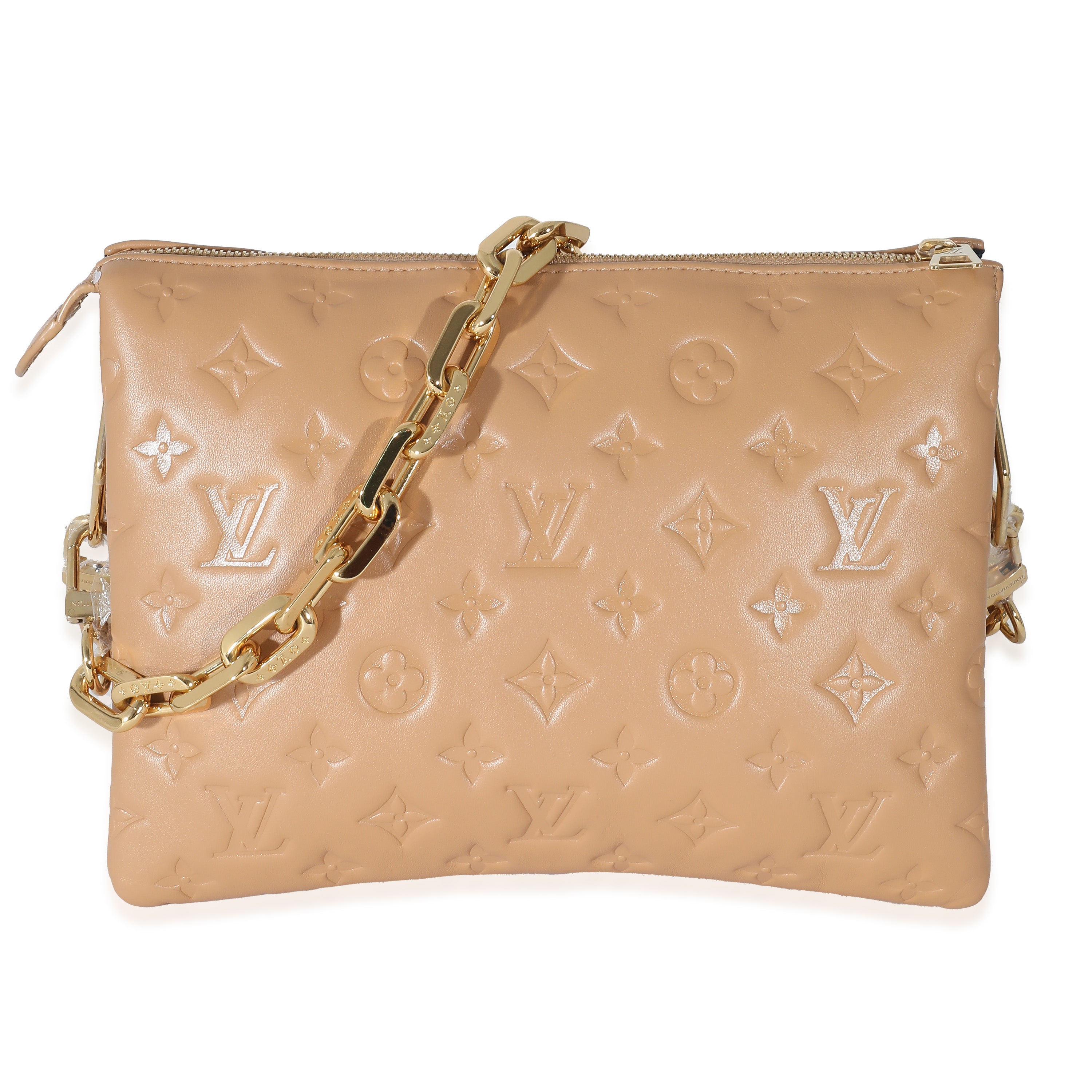 Louis Vuitton Louis Vuitton Camel Monogram Embossed Puffy Lambskin Coussin PM