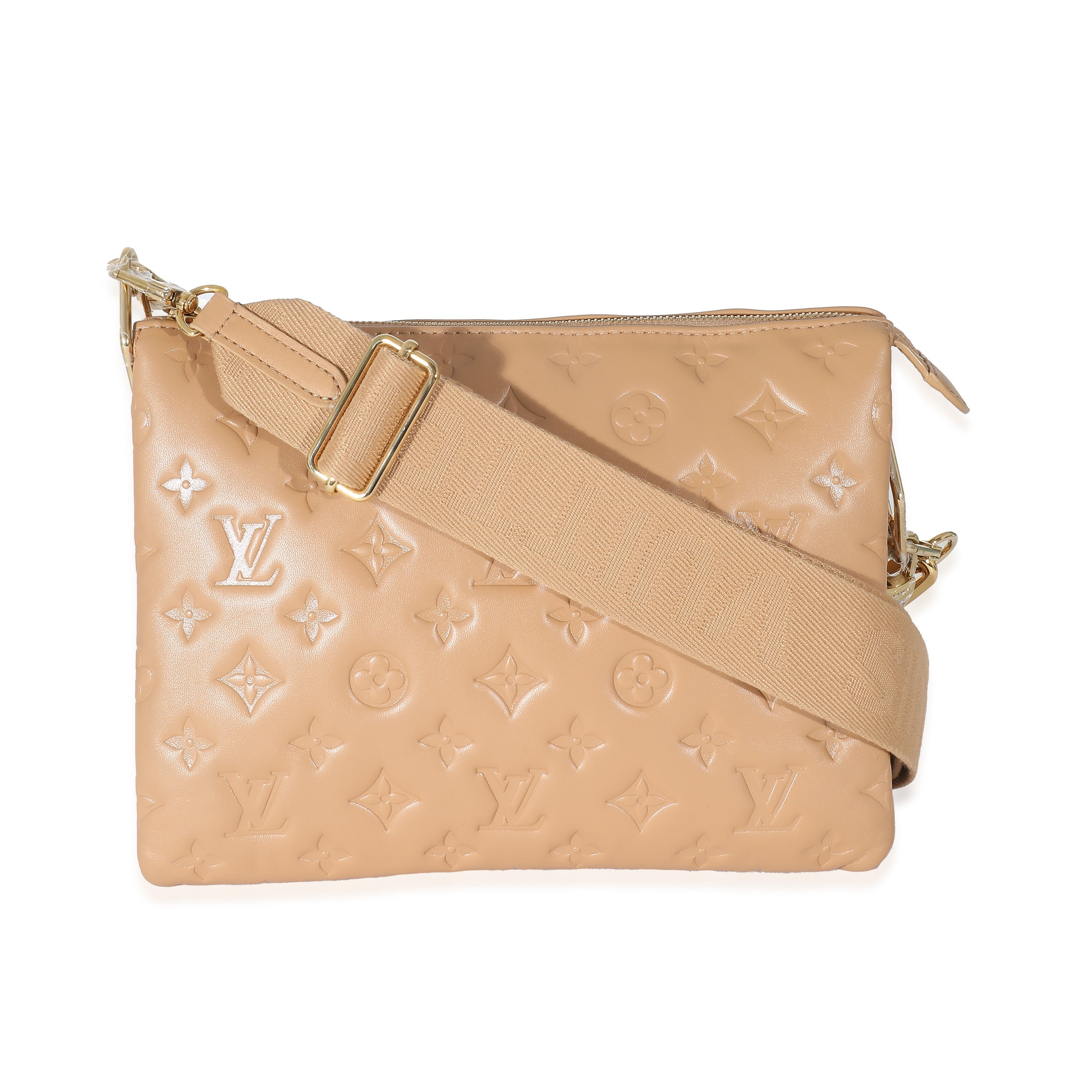 Louis Vuitton Louis Vuitton Camel Monogram Embossed Puffy Lambskin Coussin PM