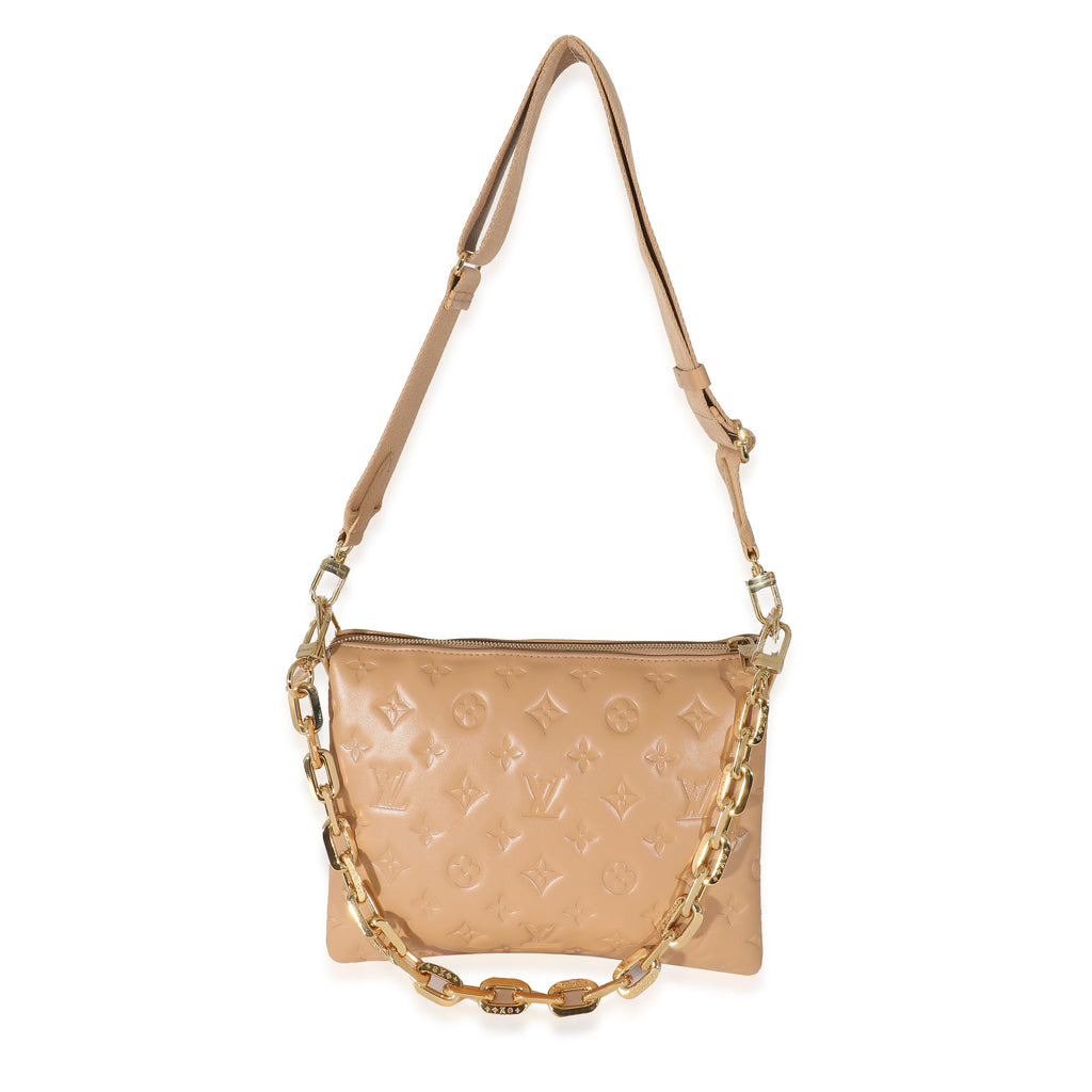 Louis Vuitton Louis Vuitton Camel Monogram Embossed Puffy Lambskin Coussin PM