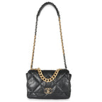 Chanel Black Shiny Lambskin Large Chanel 19 Flap Bag