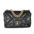 Chanel Black Shiny Lambskin Large Chanel 19 Flap Bag