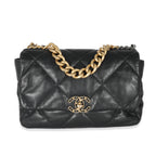 Chanel Black Shiny Lambskin Large Chanel 19 Flap Bag