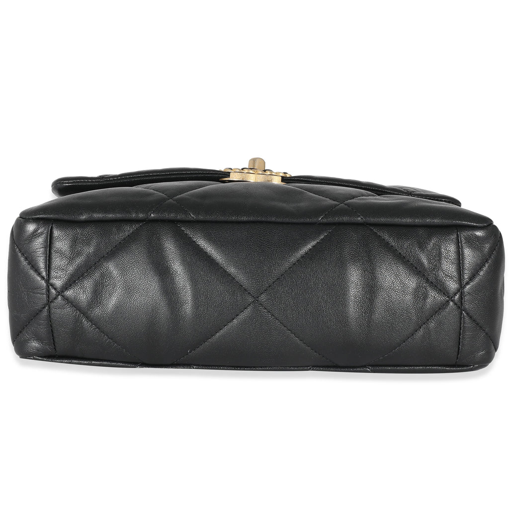 Chanel Black Shiny Lambskin Large Chanel 19 Flap Bag