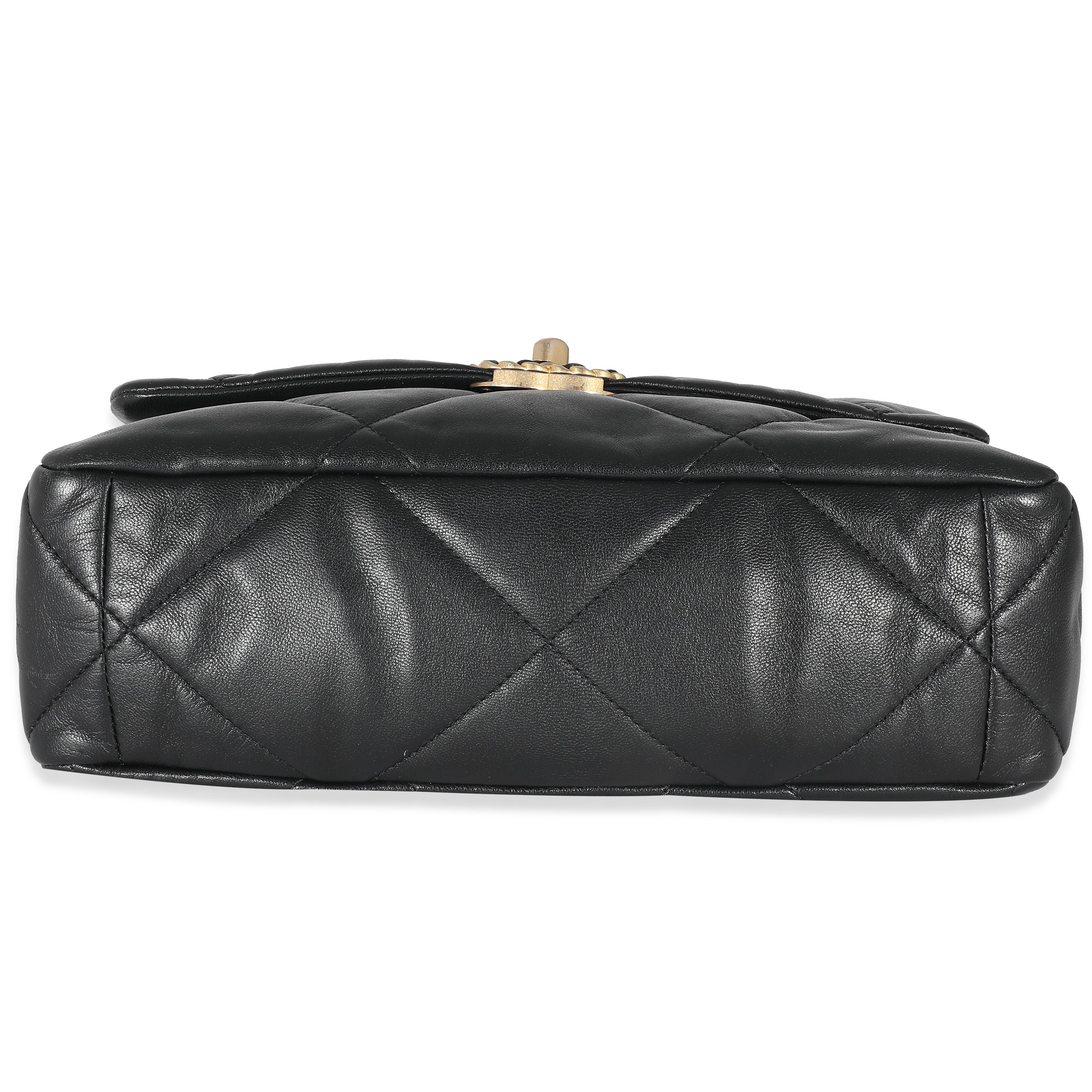 Chanel Black Shiny Lambskin Large Chanel 19 Flap Bag