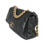 Chanel Black Shiny Lambskin Large Chanel 19 Flap Bag
