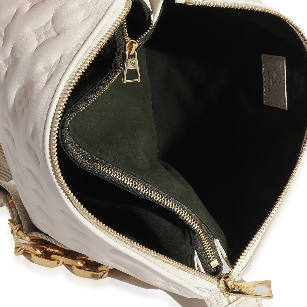 Louis Vuitton Louis Vuitton Cream Puffy Lambskin Monogram Coussin PM