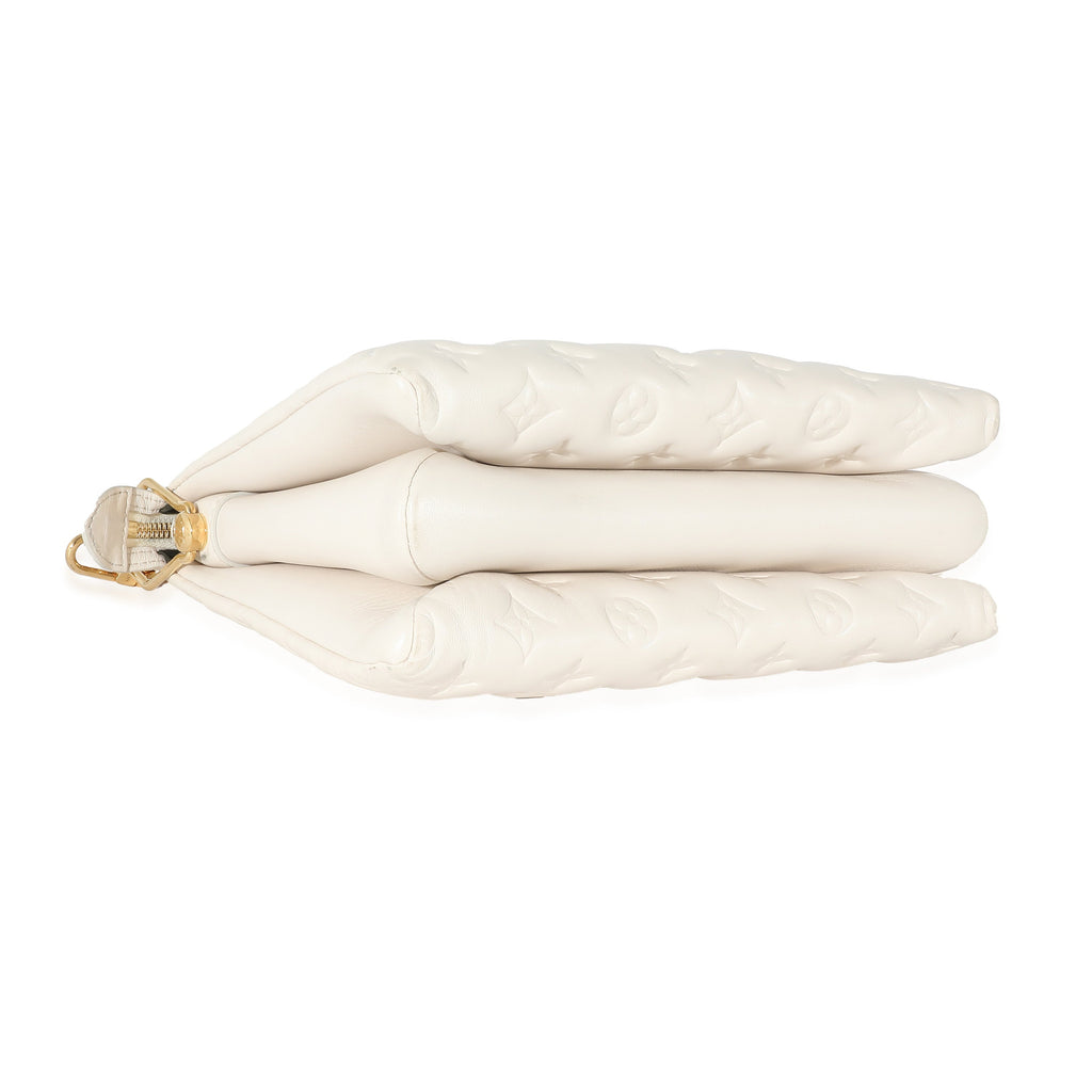 Louis Vuitton Louis Vuitton Cream Puffy Lambskin Monogram Coussin PM