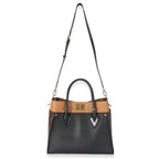 Louis Vuitton Louis Vuitton Black Calfskin Monogram On My Side MM