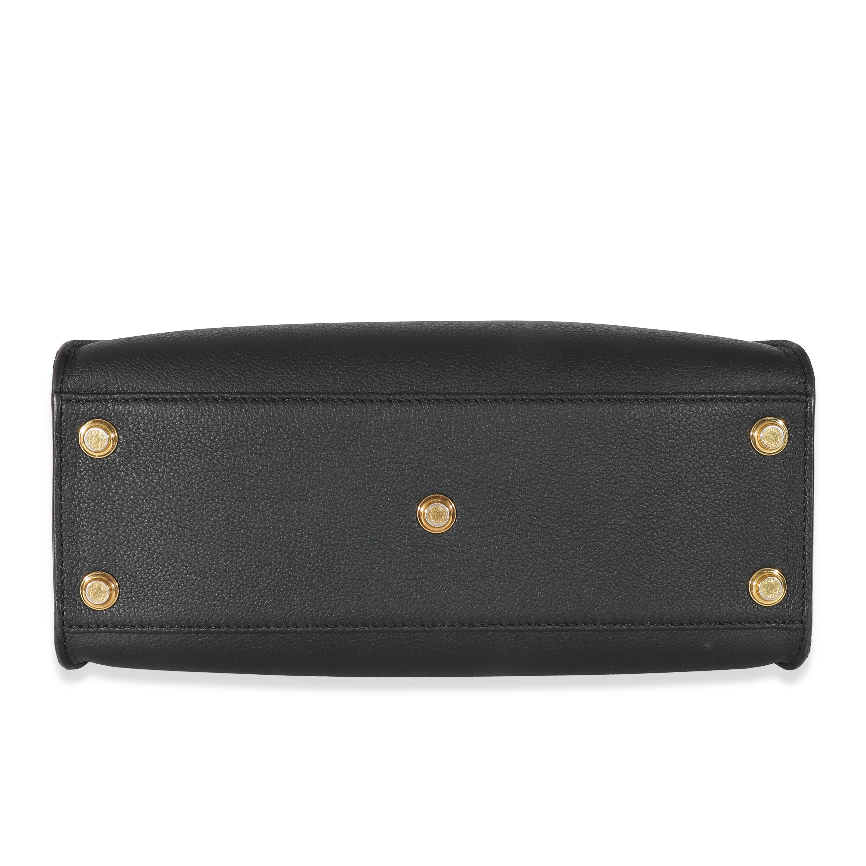 Louis Vuitton Louis Vuitton Black Calfskin Monogram On My Side MM