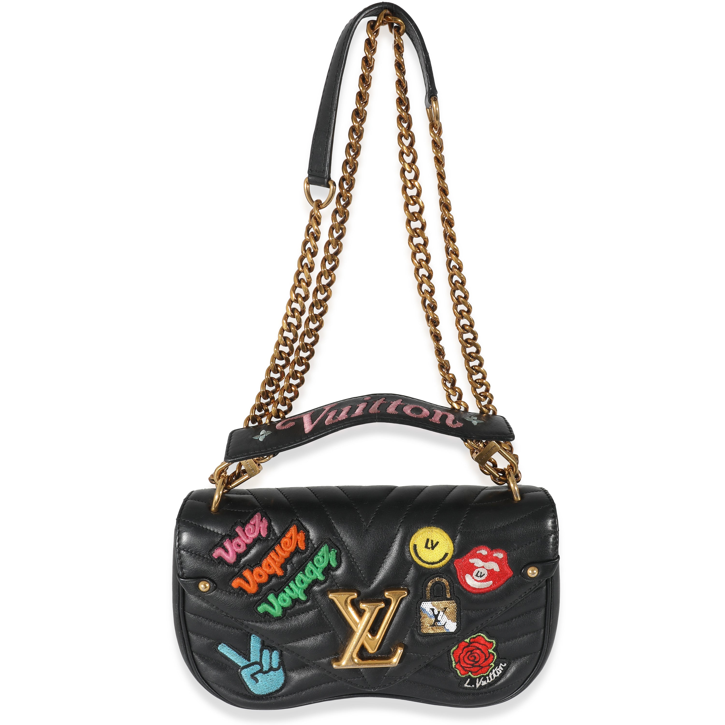 Louis Vuitton Louis Vuitton Black Calfskin Patches New Wave Chain MM