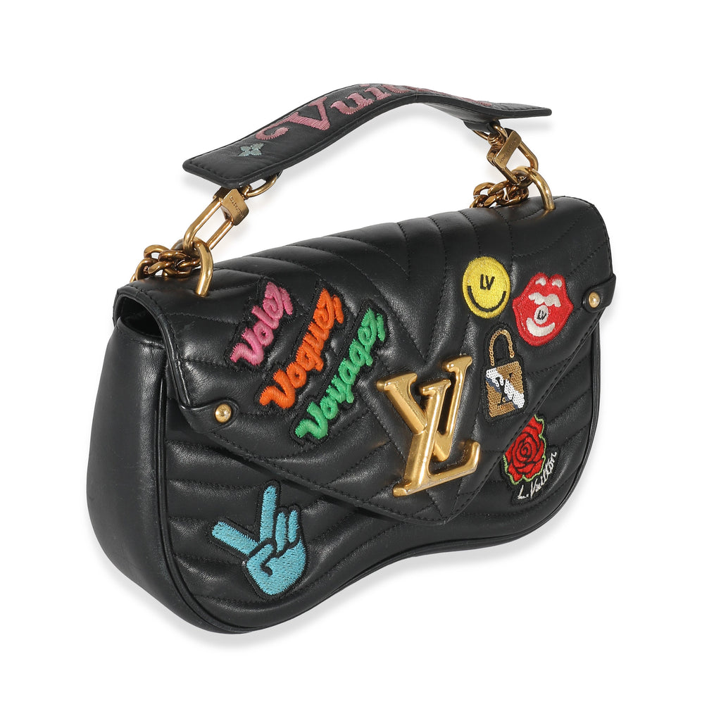 Louis Vuitton Louis Vuitton Black Calfskin Patches New Wave Chain MM